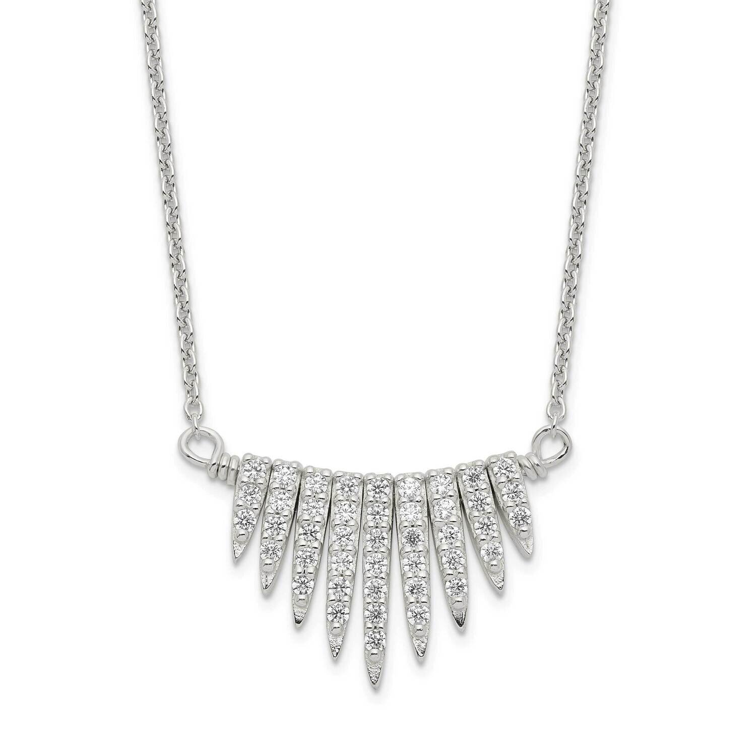 Fancy CZ Diamond Necklace 18 Inch Sterling Silver Polished QG6102-18, MPN: QG6102-18, 196904162798