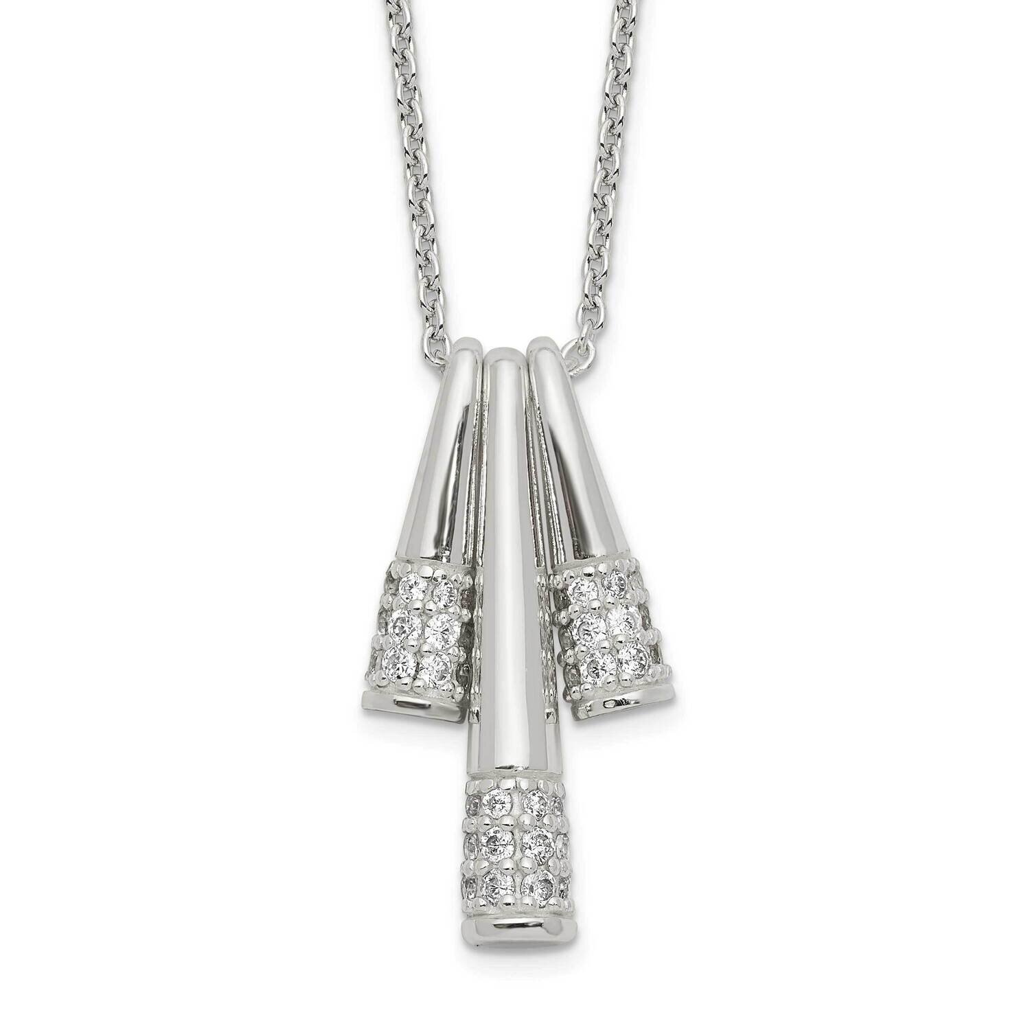 CZ Diamond Fancy Necklace 18 Inch Sterling Silver Polished QG6107-18, MPN: QG6107-18, 196904162736