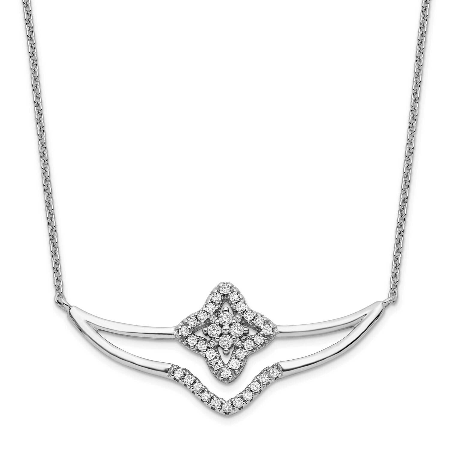 CZ Diamond Fancy Necklace 17.75 Inch Sterling Silver Rhodium-Plated Polished QG6111-17.75, MPN: QG6…