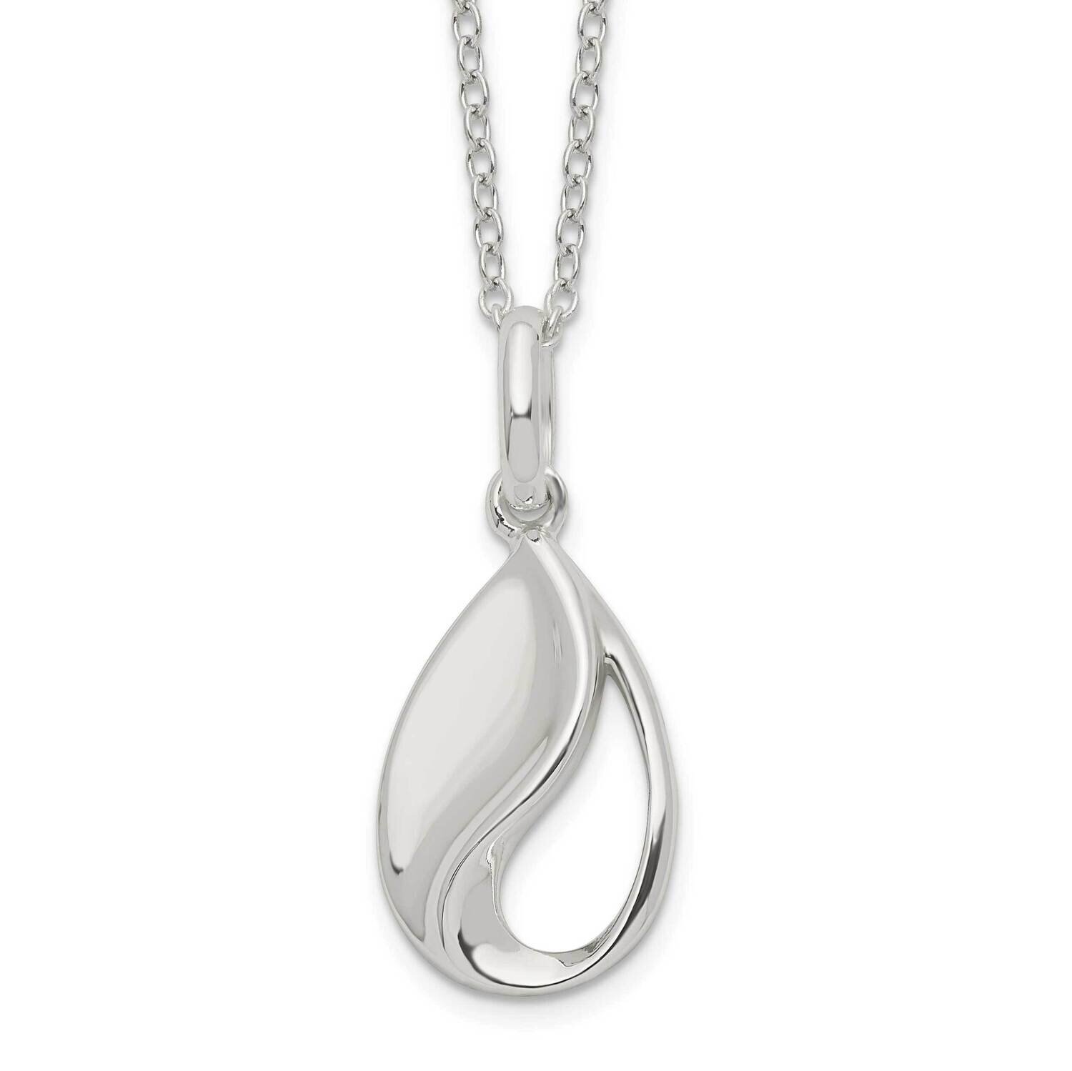 Teardrop Necklace 18 Inch Sterling Silver Polished QG6116-18, MPN: QG6116-18, 196904163252