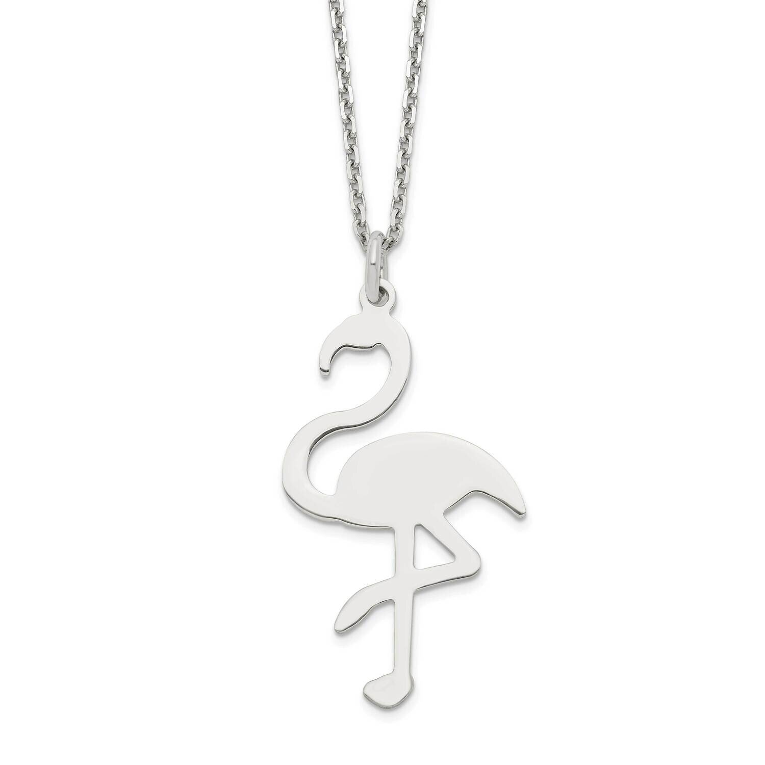 Flamingo Necklace 16 Inch Sterling Silver Polished QG6166-16, MPN: QG6166-16, 196904162569