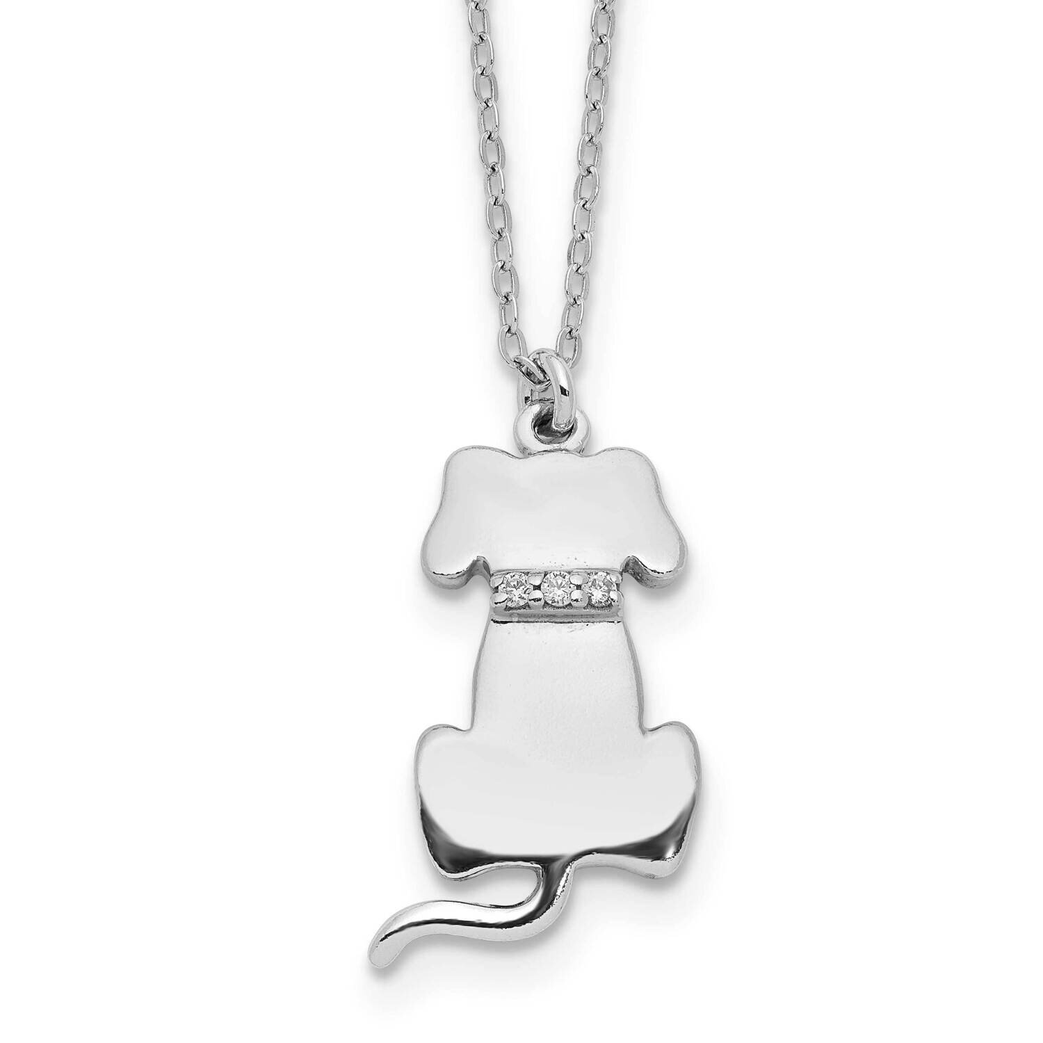 CZ Diamond Dog Necklace 15.75 Inch Sterling Silver Rhodium-Plated QG6168-15.75, MPN: QG6168-15.75, …