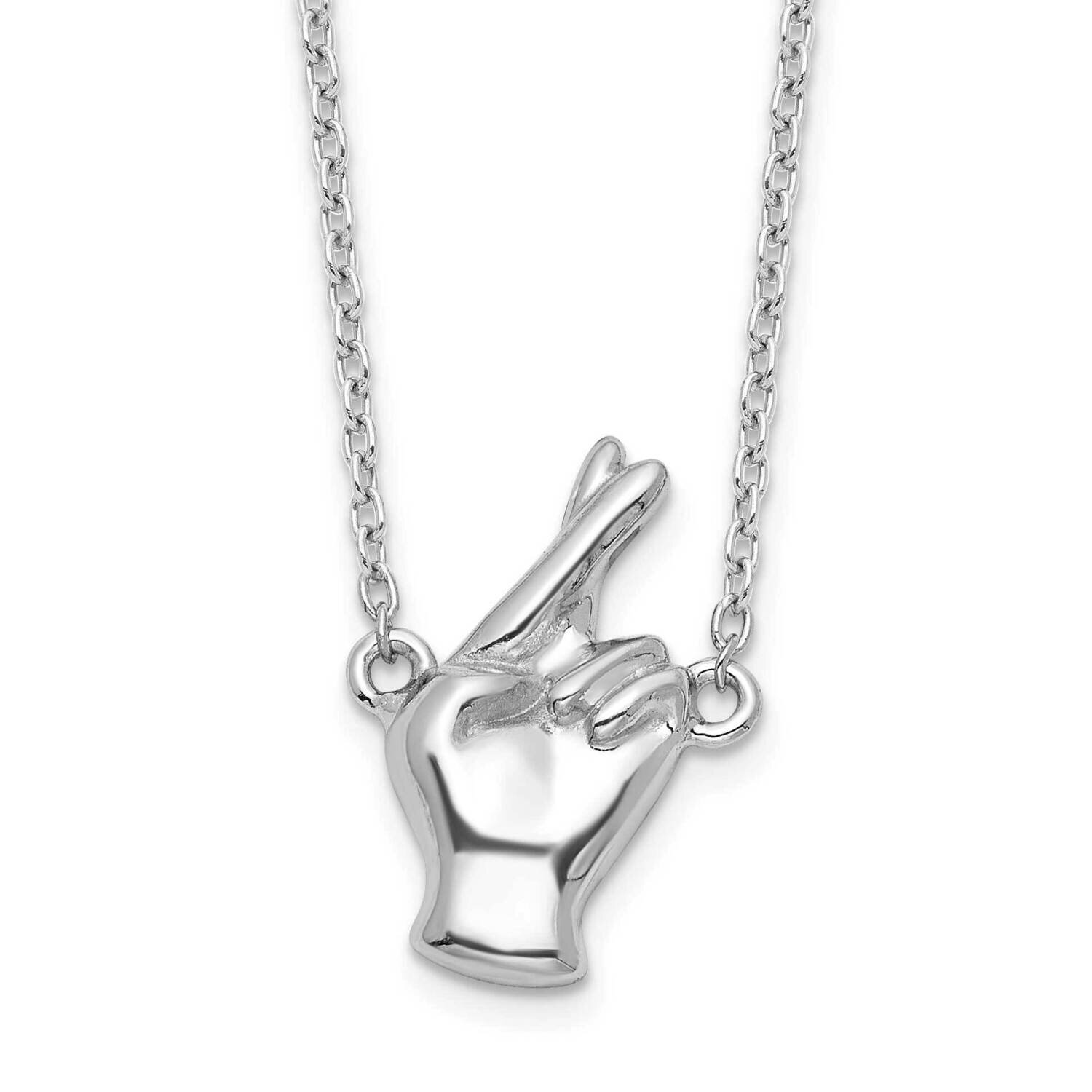 Fingers Crossed Necklace 18 Inch Sterling Silver Rhodium-Plated QG6179-18, MPN: QG6179-18, 19110176…