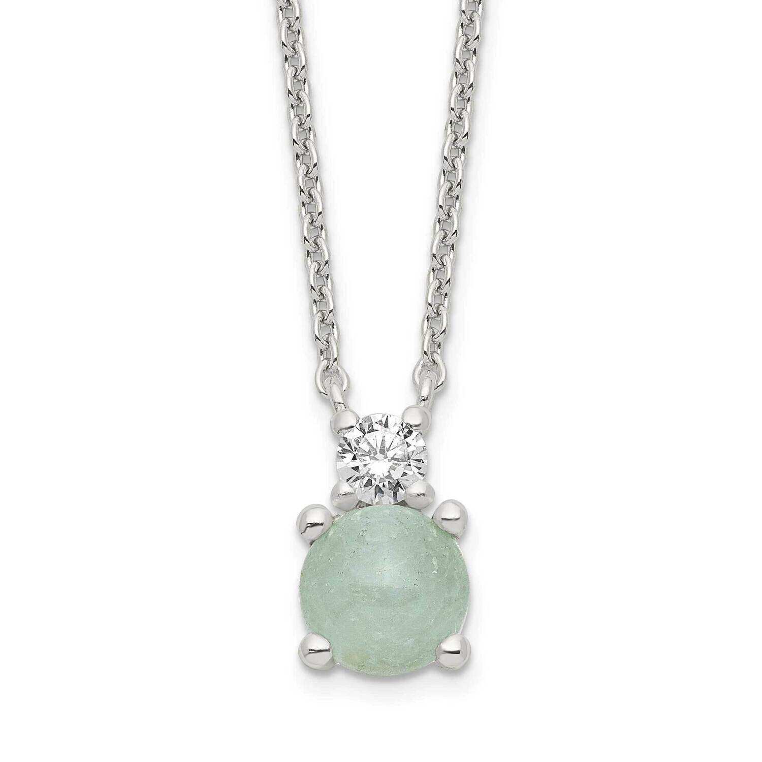 Light Blue Quartzite &amp; CZ Diamond Necklace 18 Inch Sterling Silver QG6182-18, MPN: QG6182-18, 19690…