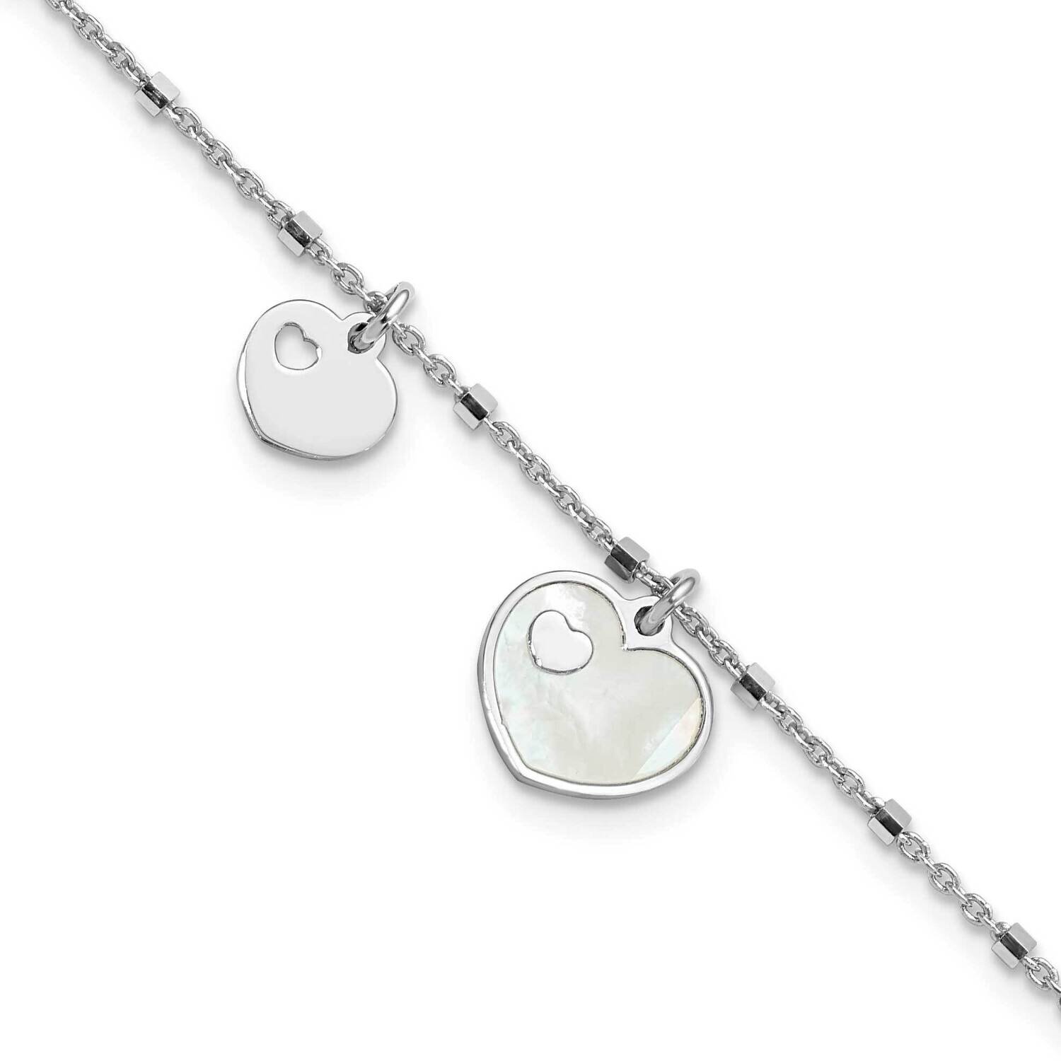 Mother of Pearl Heart with .5 In Extender Bracele Sterling Silver Rhodium-Plated QG6208-6.5, MPN: Q…