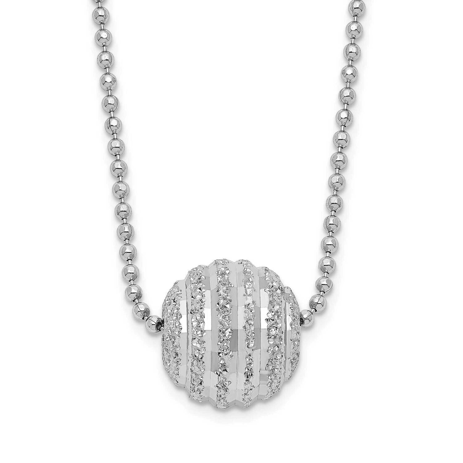 Polish and Lasered Bead 18 Inch Necklace Sterling Silver Rhodium-Plated QG6211-18, MPN: QG6211-18, …