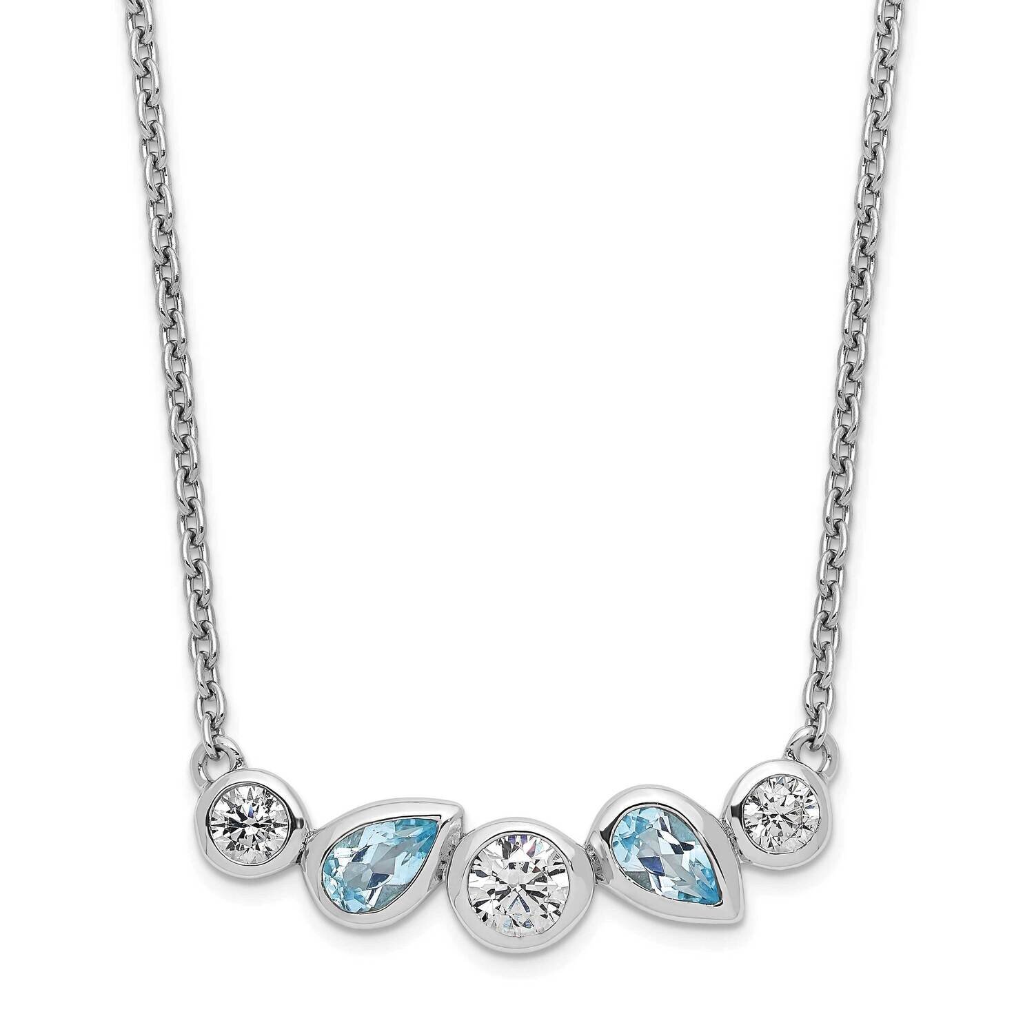 Sky Blue Topaz White CZ Diamond 16.5 Inch with 1 Inch Extender Necklace 16.5 Inch Sterling Silver R…