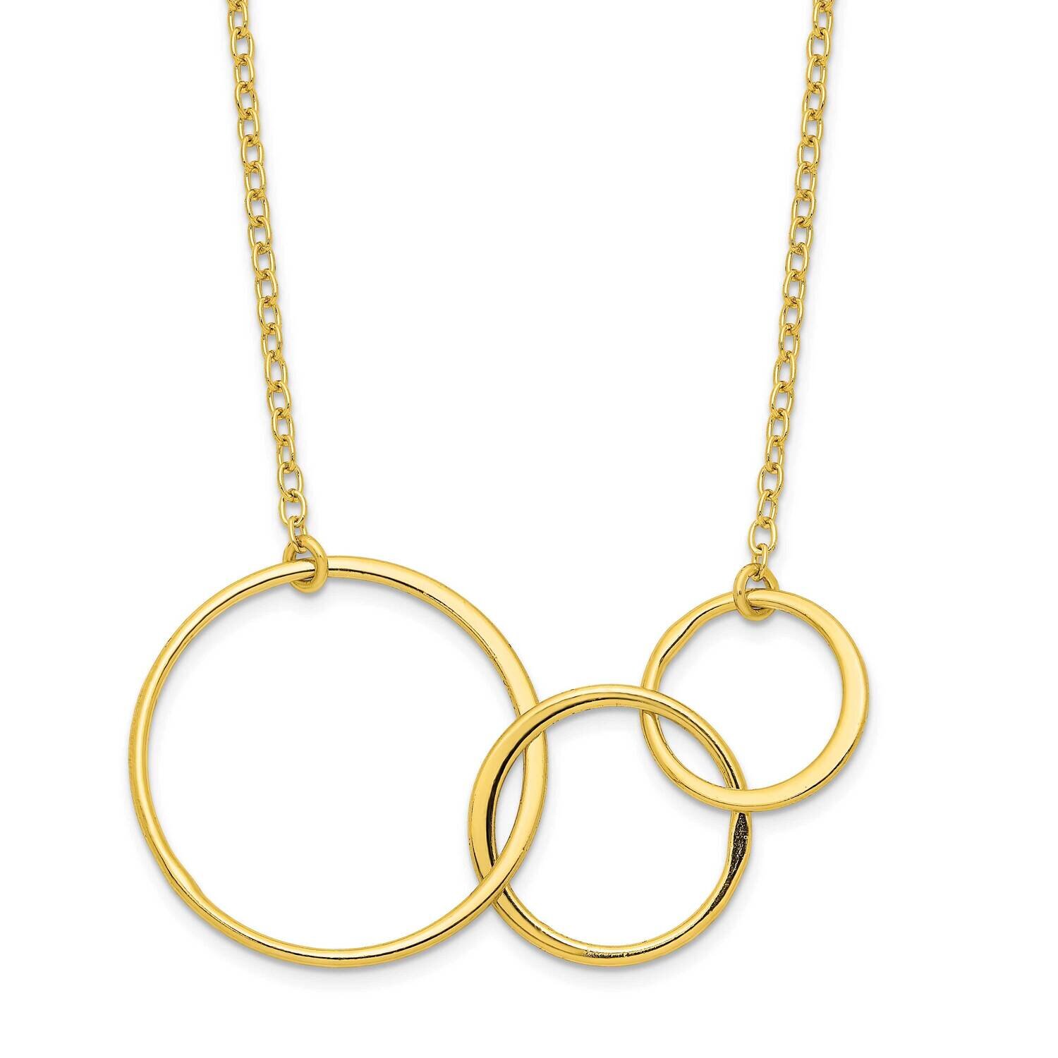 3 Intertwined Circles with 2 In Extender Necklace 16 Inch Sterling Silver Gold-Tone QGY6097-16, MPN…