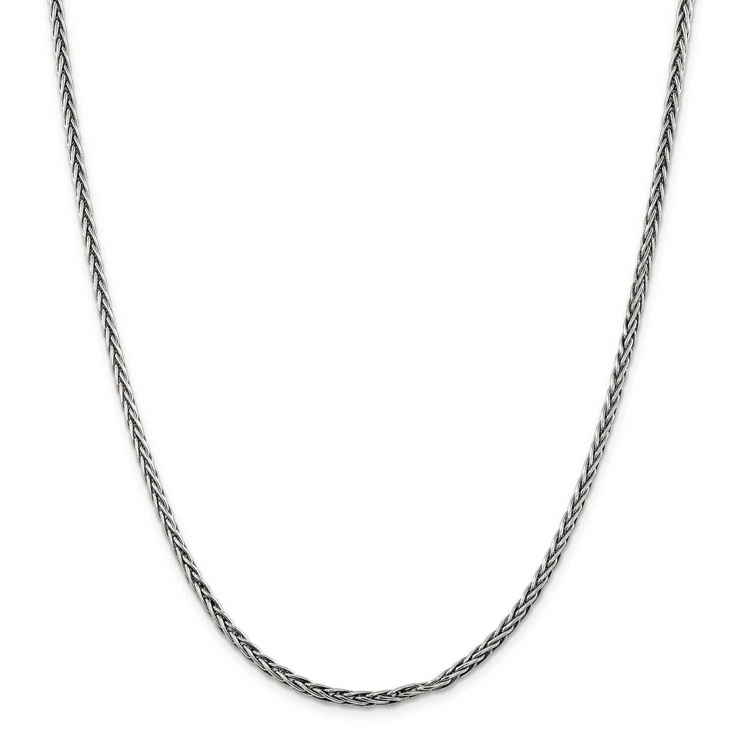 3.25mm Solid Square Spiga Chain 26 Inch Sterling Silver Antiqued QH369-26