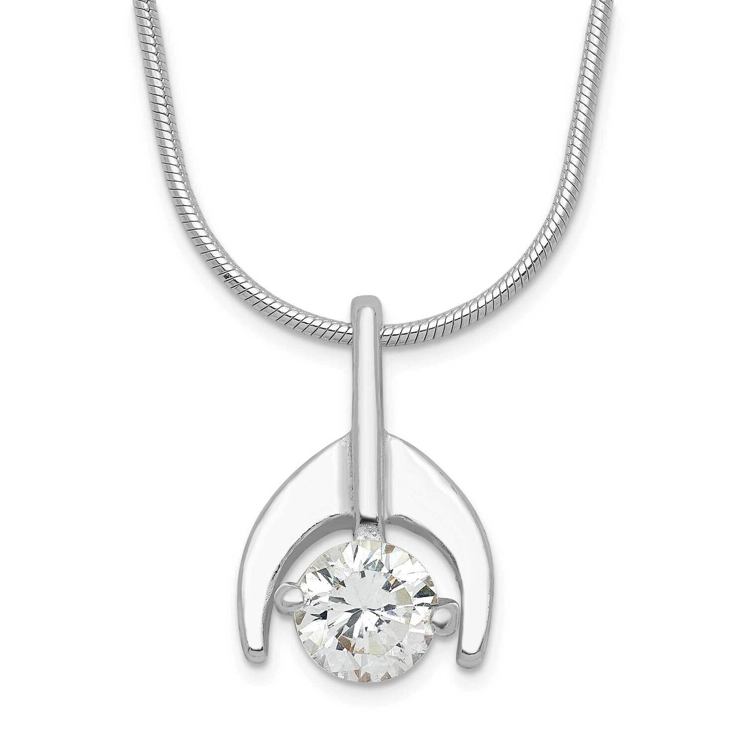 Necklace 18 Inch Sterling Silver Cz Diamond QH569-18, MPN: QH569-18, 883957055947