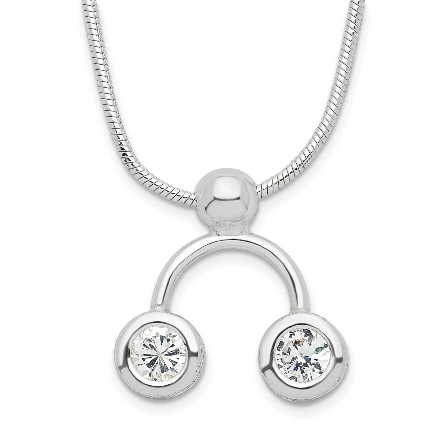 Double Clear CZ Diamond Necklace 18 Inch Sterling Silver QH577-18, MPN: QH577-18, 883957764078