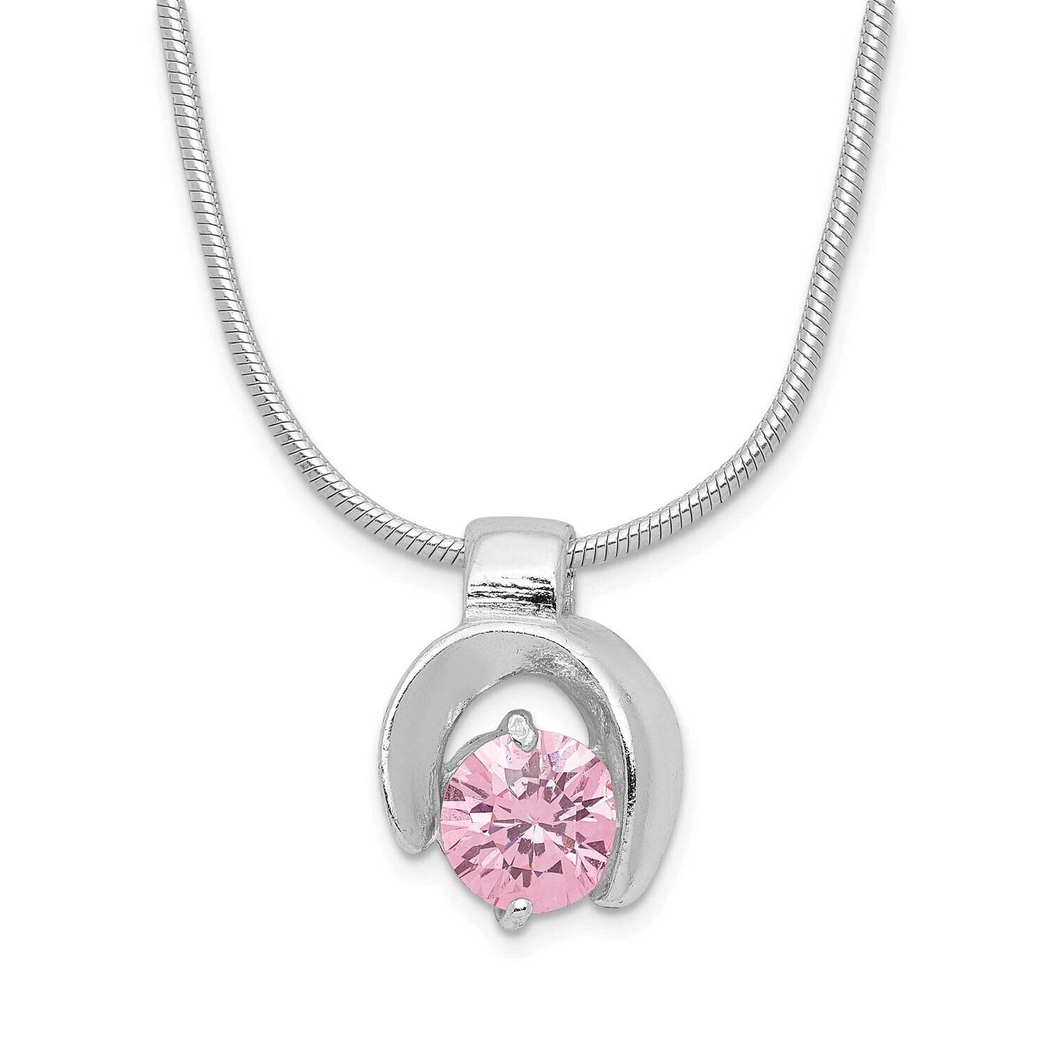 Pink CZ Diamond Necklace 18 Inch Sterling Silver QH620-18, MPN: QH620-18, 883957056142