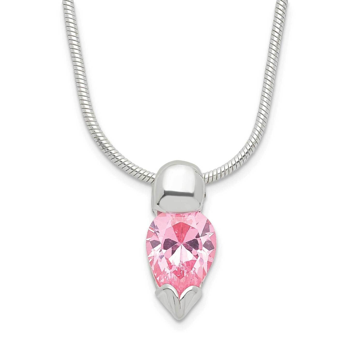 Pink CZ Diamond Necklace 18.5 Inch Sterling Silver QH624-18, MPN: QH624-18, 883957764344
