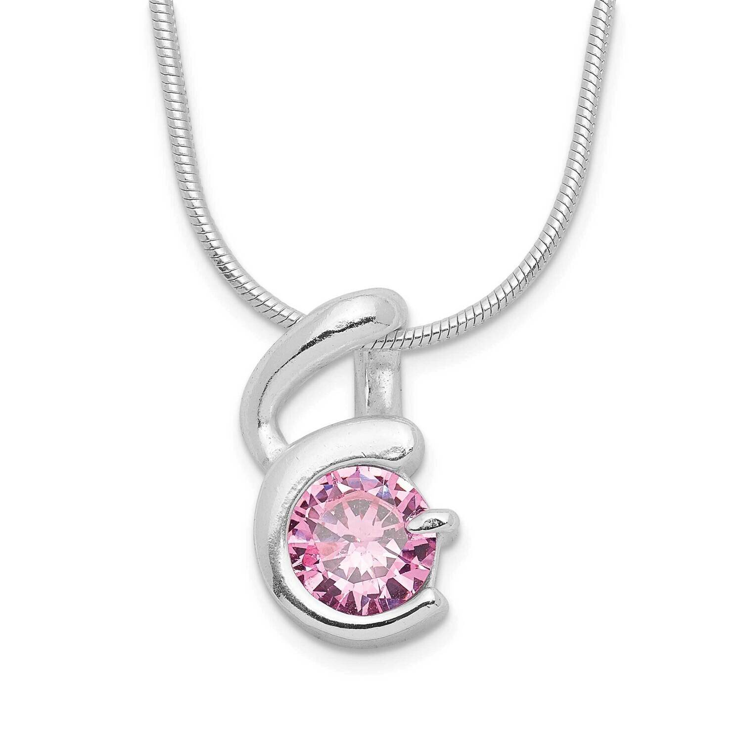 Pink CZ Diamond Necklace 18 Inch Sterling Silver QH627-18, MPN: QH627-18, 883957057064