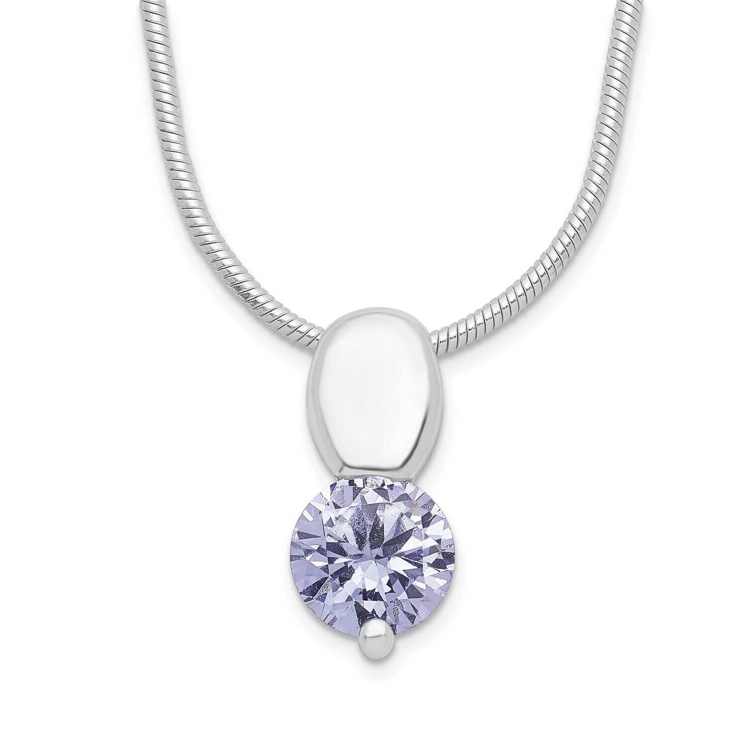 Purple CZ Diamond Necklace 18 Inch Sterling Silver QH647-18, MPN: QH647-18, 883957056821