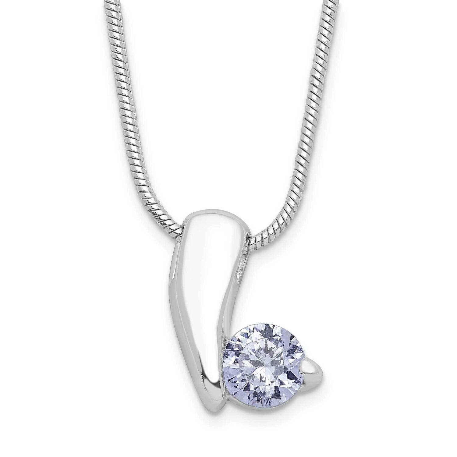 Purple CZ Diamond Necklace 18 Inch Sterling Silver QH648-18, MPN: QH648-18, 883957763866