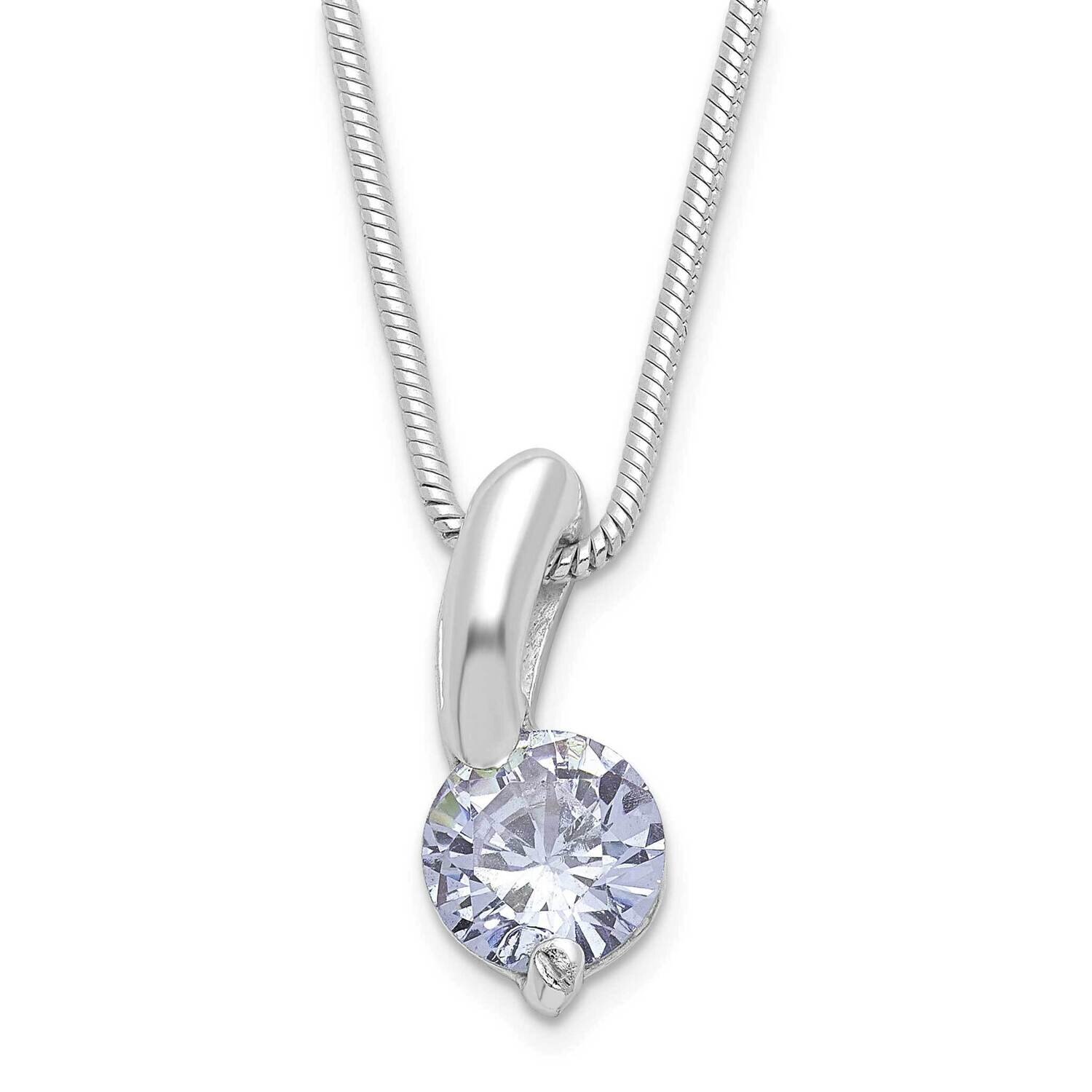 Purple CZ Diamond Necklace 18 Inch Sterling Silver QH649-18, MPN: QH649-18, 883957055961
