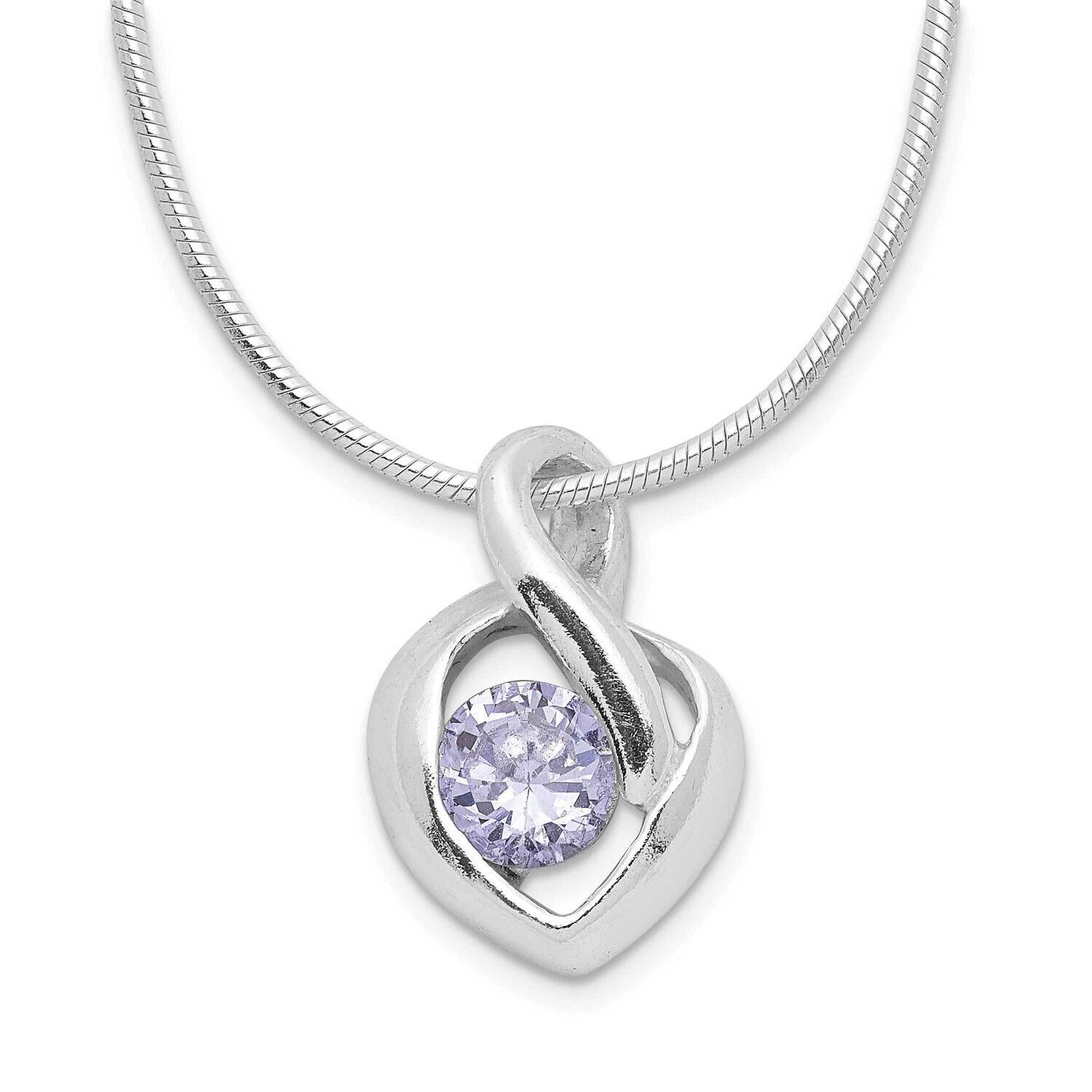 Purple CZ Diamond Necklace 18 Inch Sterling Silver QH660-18, MPN: QH660-18, 883957763897