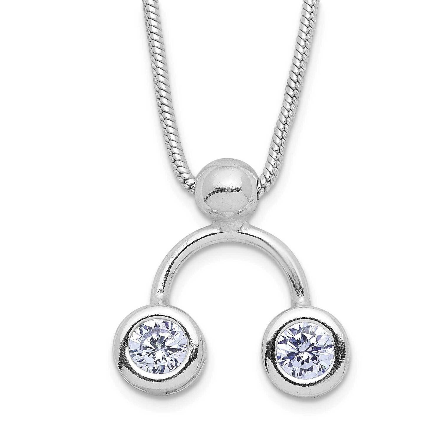Double Light Purple CZ Diamond Necklace 18.5 Inch Sterling Silver QH666-18, MPN: QH666-18, 88395776…