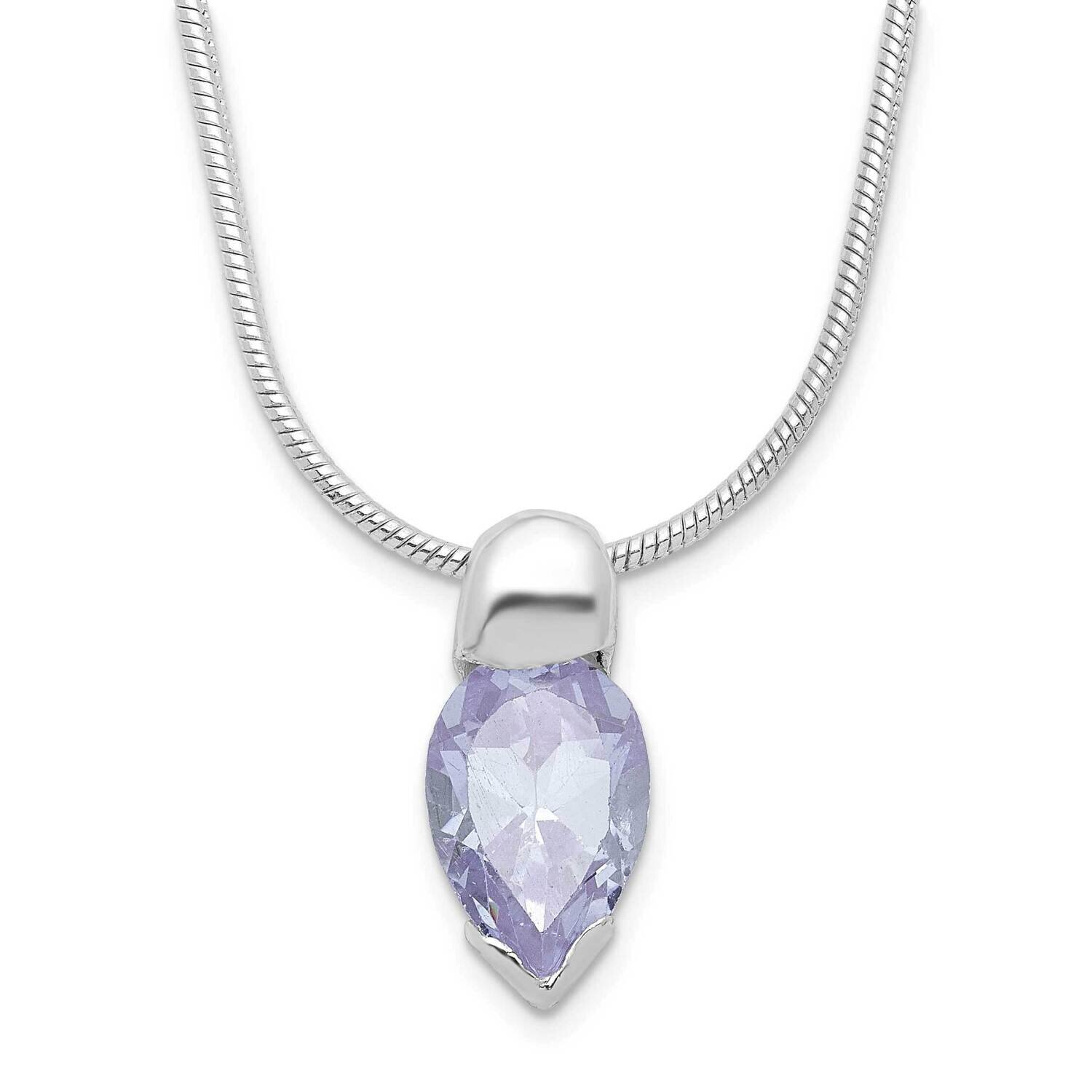 Purple CZ Diamond Necklace 18 Inch Sterling Silver QH671-18