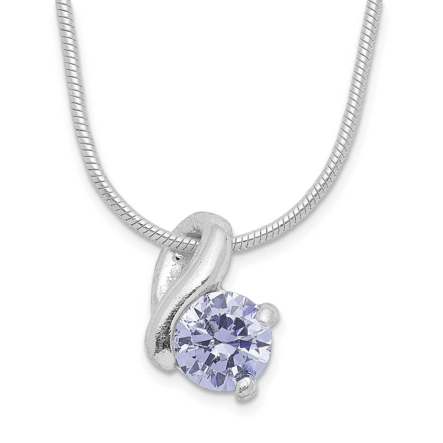 Purple CZ Diamond Necklace 18 Inch Sterling Silver QH682-18, MPN: QH682-18, 883957055152