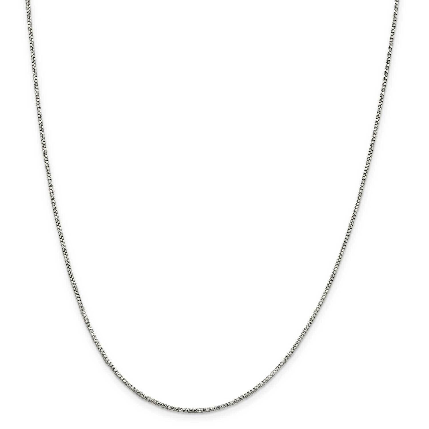 1.25mm Round Box Chain 36 Inch Sterling Silver QHX024-36