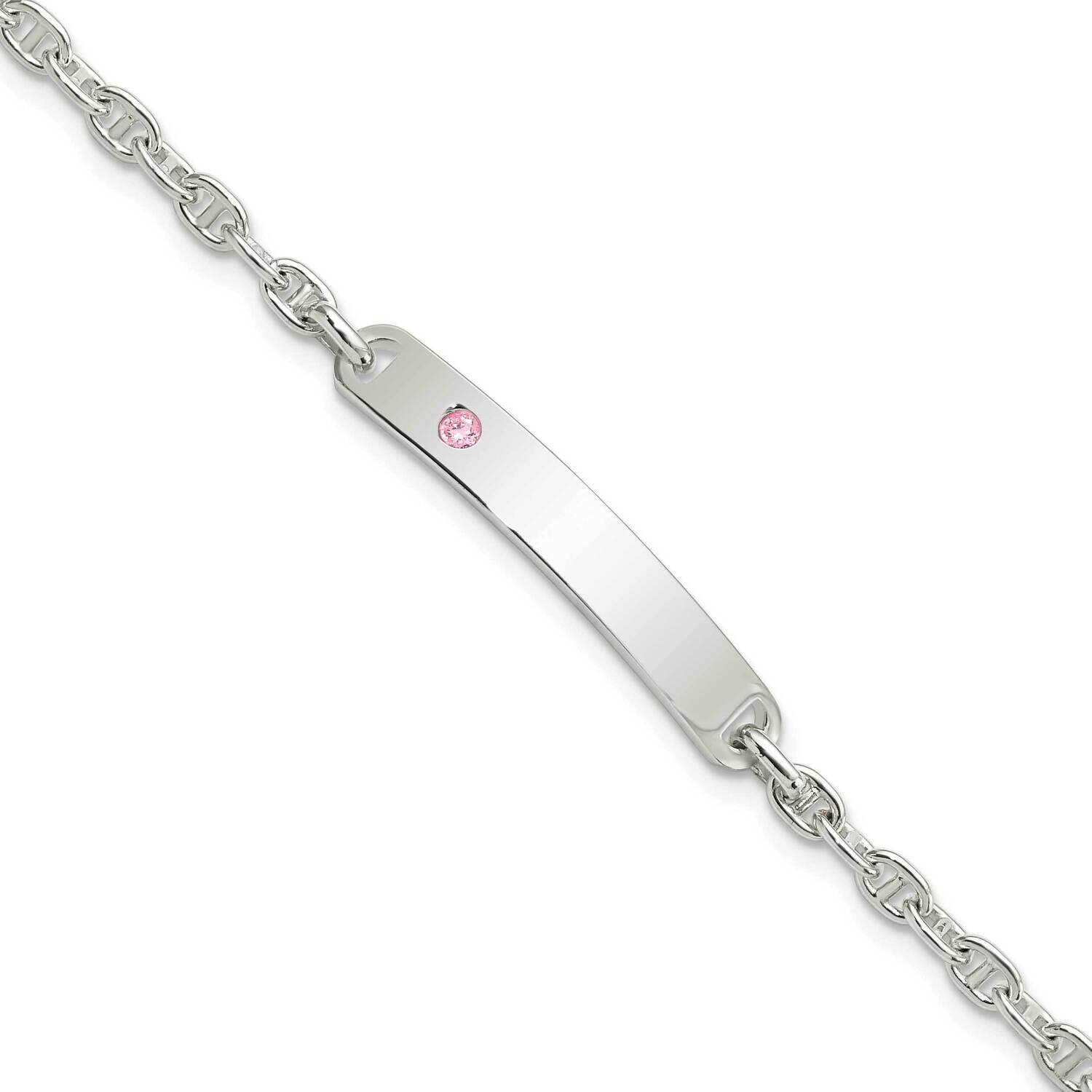 Id with Pink CZ Diamond Bracelet Sterling Silver Polished QID222-7.5, MPN: QID222-7.5, 196904164488