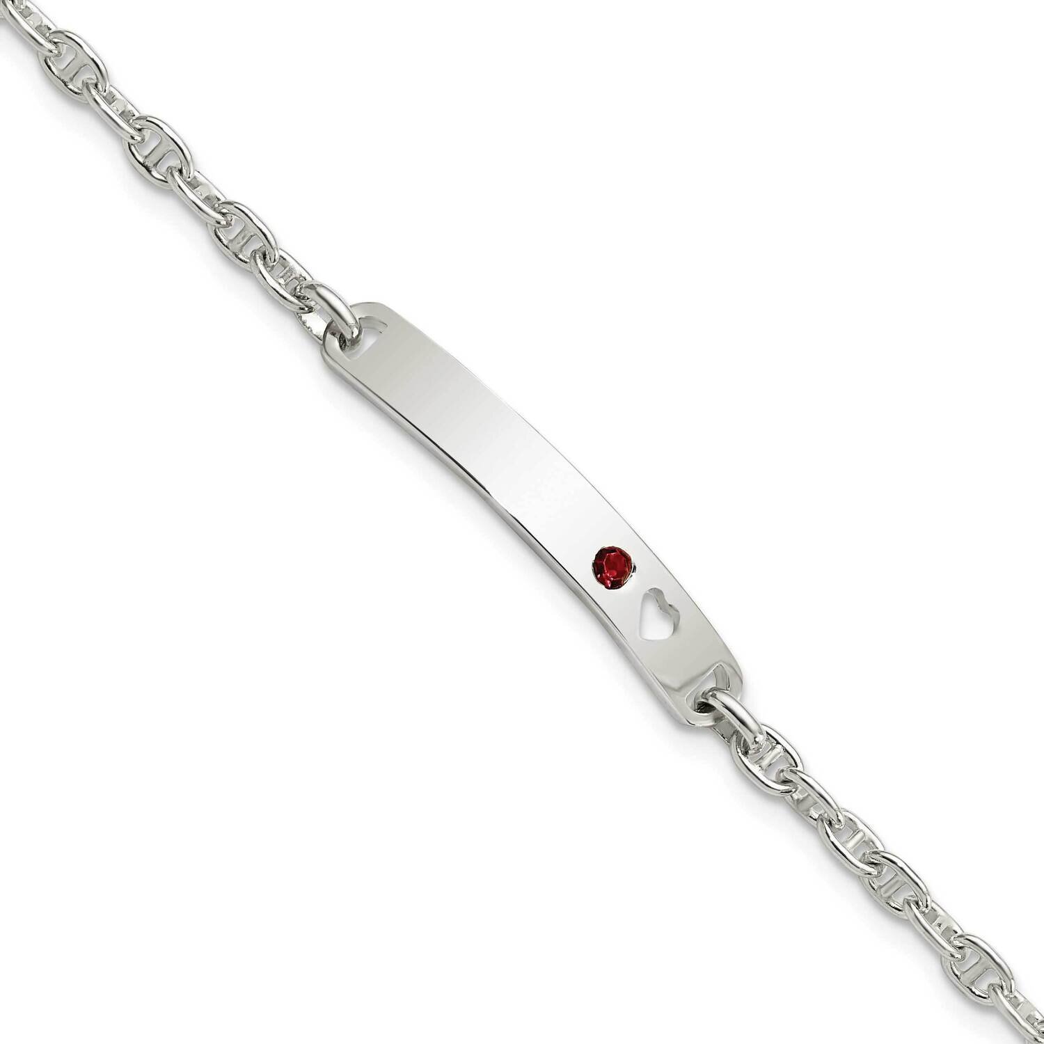 Id with Red CZ Diamond Heart Bracelet Sterling Silver Polished QID224-7.5, MPN: QID224-7.5, 1969041…