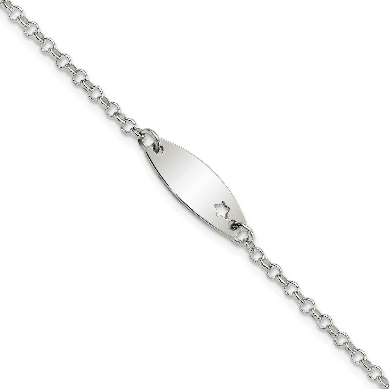 Childrens Polished Id with Star Bracelet Sterling Silver QID230-5.5, MPN: QID230-5.5, 196904164525