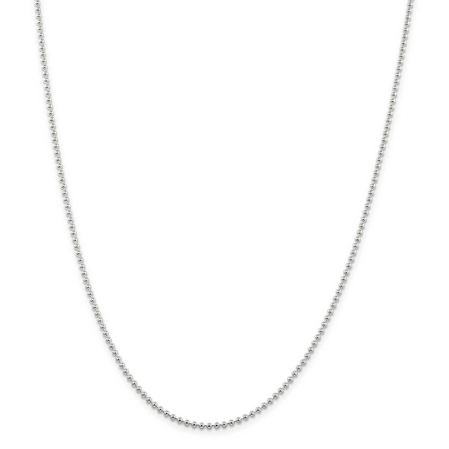 2mm Beaded Chain with 2 Inch Extender 18 Inch Sterling Silver QK27E-18, MPN: QK27E-18,