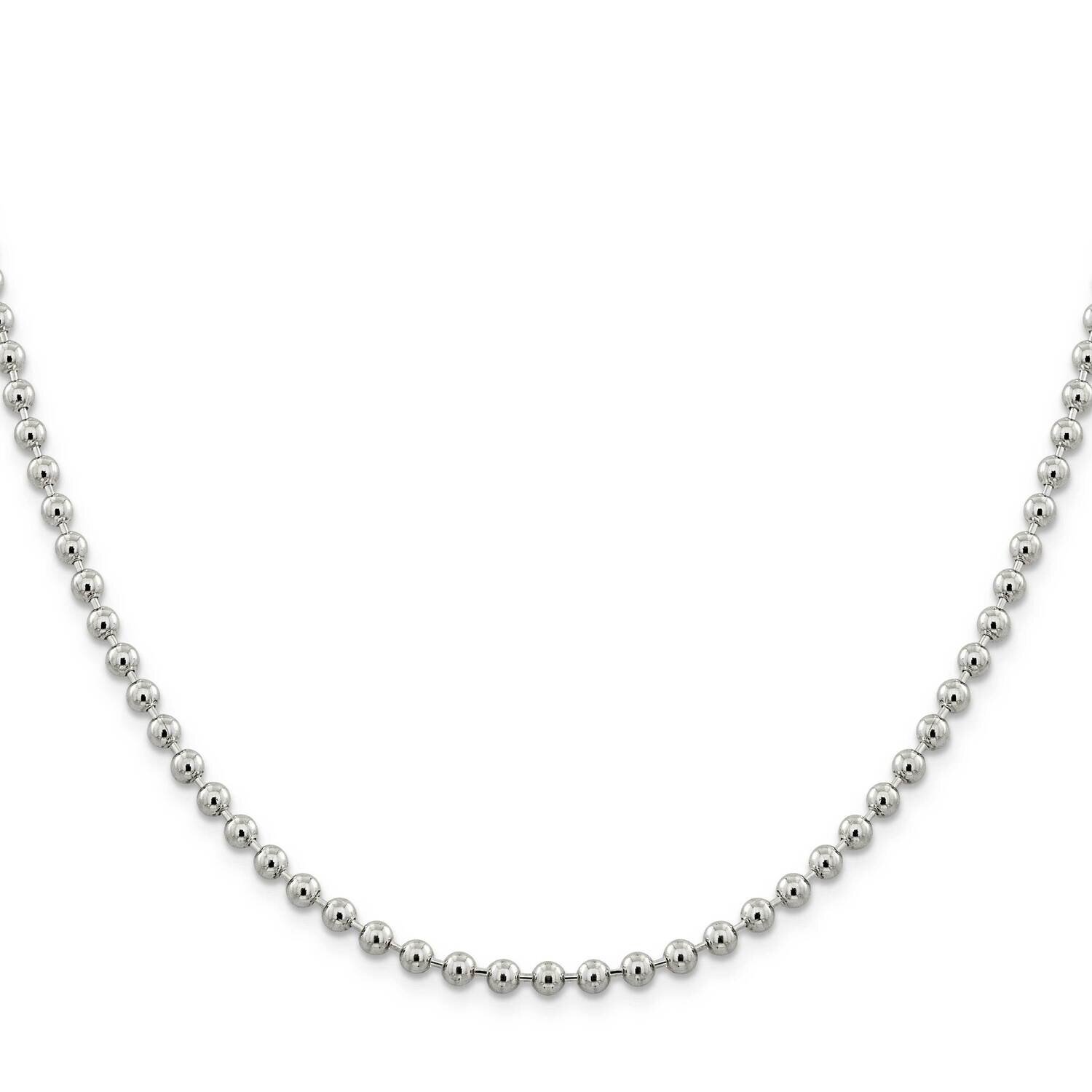 4mm Beaded Chain 24 Inch Sterling Silver QK29-24, MPN: QK29-24,