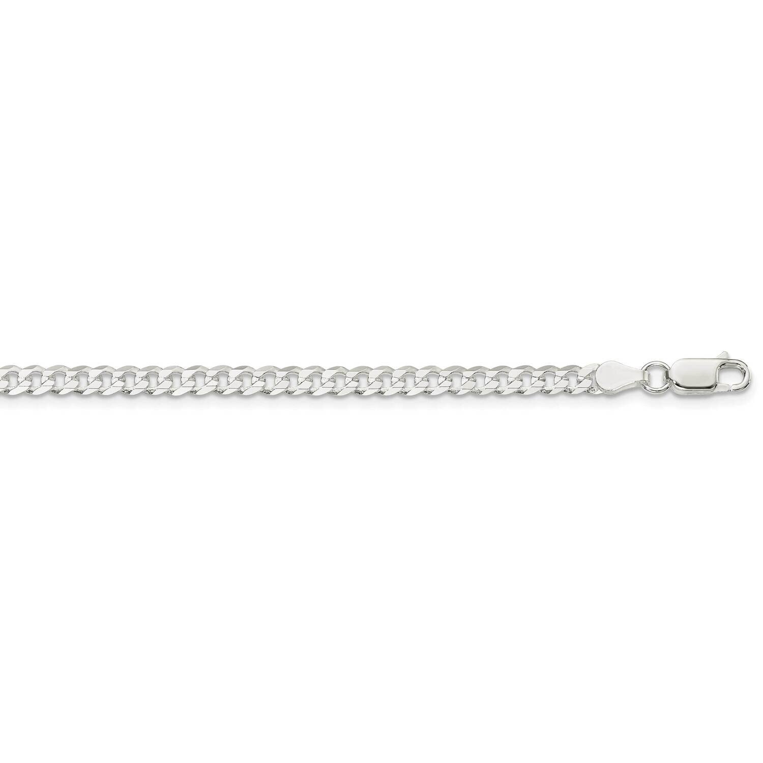 3.8mm Flat Curb Chain 30 Inch Sterling Silver QLB100-30, MPN: QLB100-30,