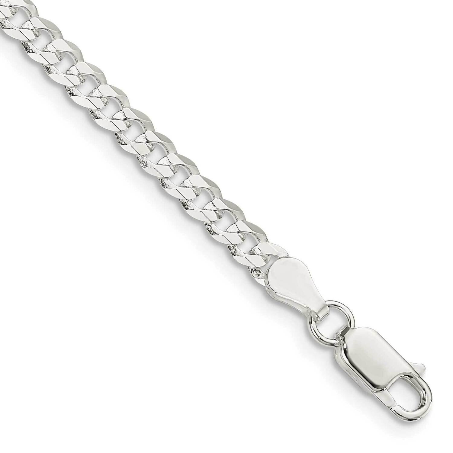 3.8mm Flat Curb Chain 7 Inch Sterling Silver QLB100-7, MPN: QLB100-7,