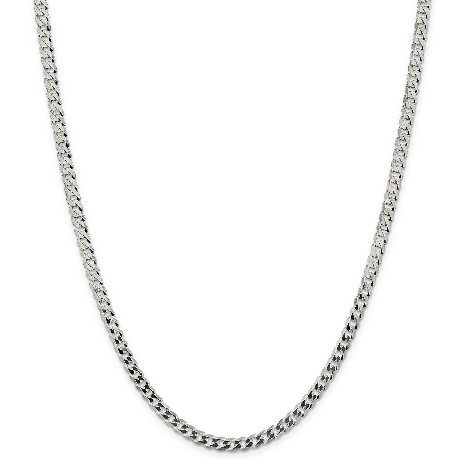 4.5mm Flat Curb Chain 30 Inch Sterling Silver QLB120-30, MPN: QLB120-30,