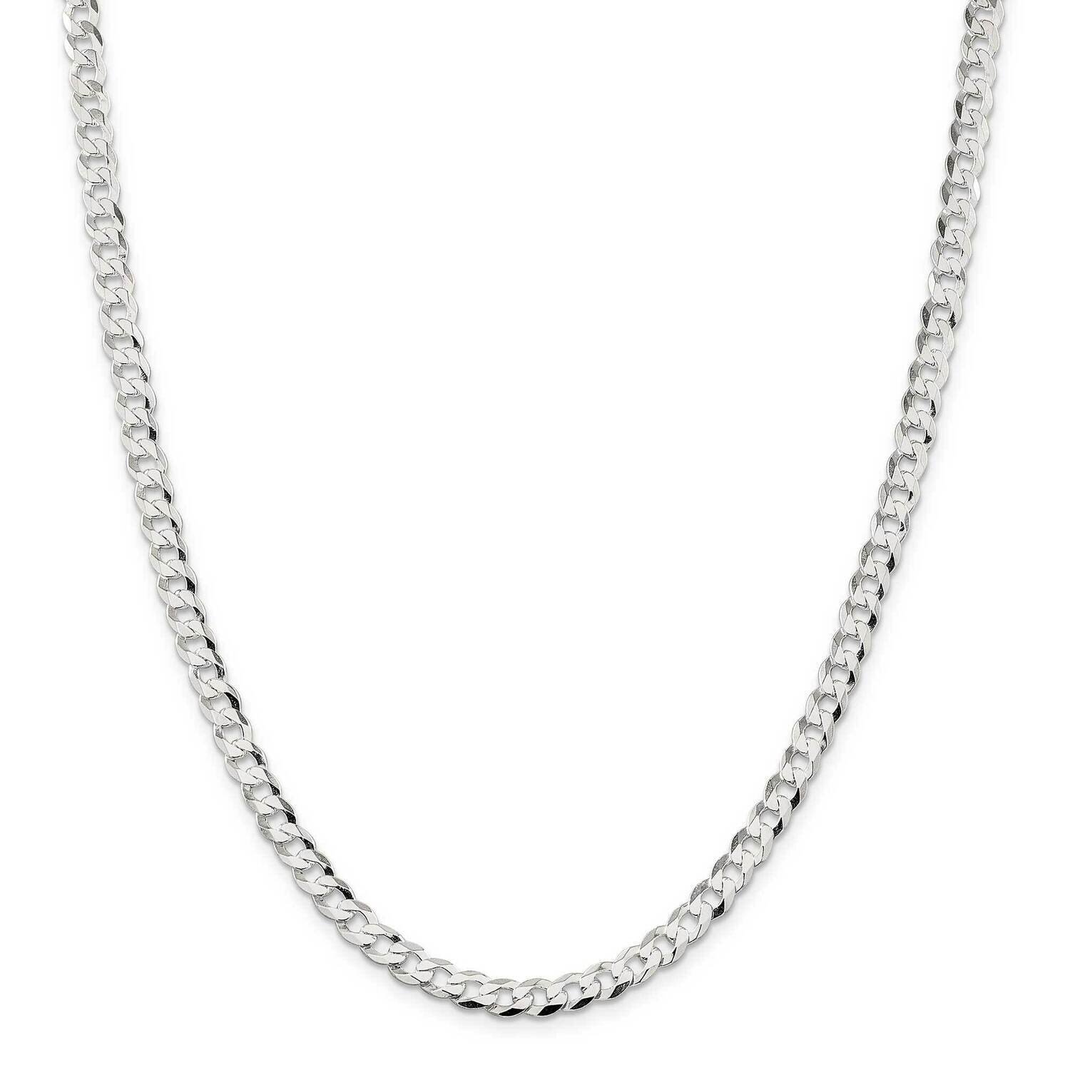 5.75mm Flat Curb Chain 30 Inch Sterling Silver QLB150-30, MPN: QLB150-30,