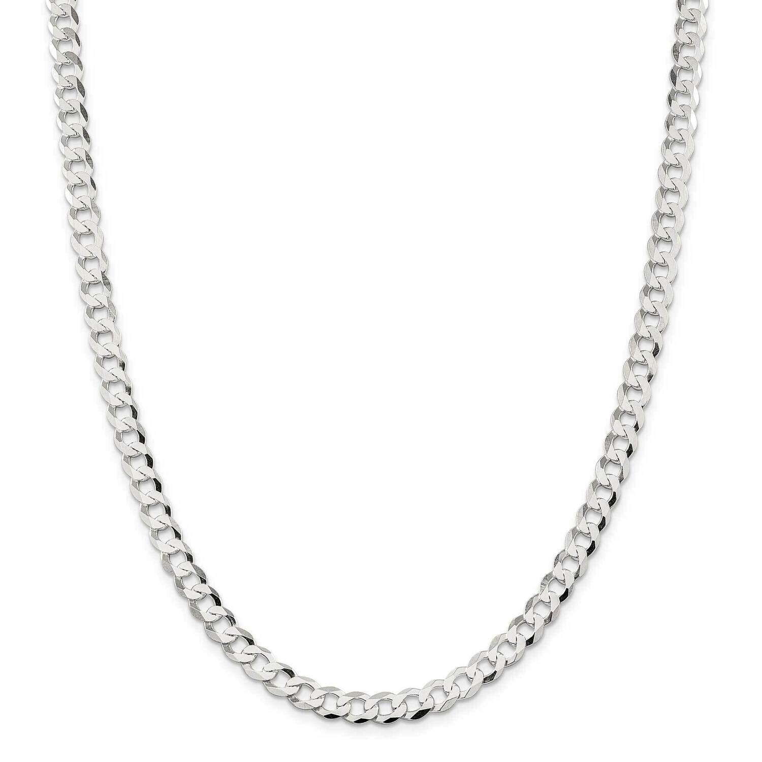 6.8mm Flat Curb Chain 30 Inch Sterling Silver QLB180-30, MPN: QLB180-30,