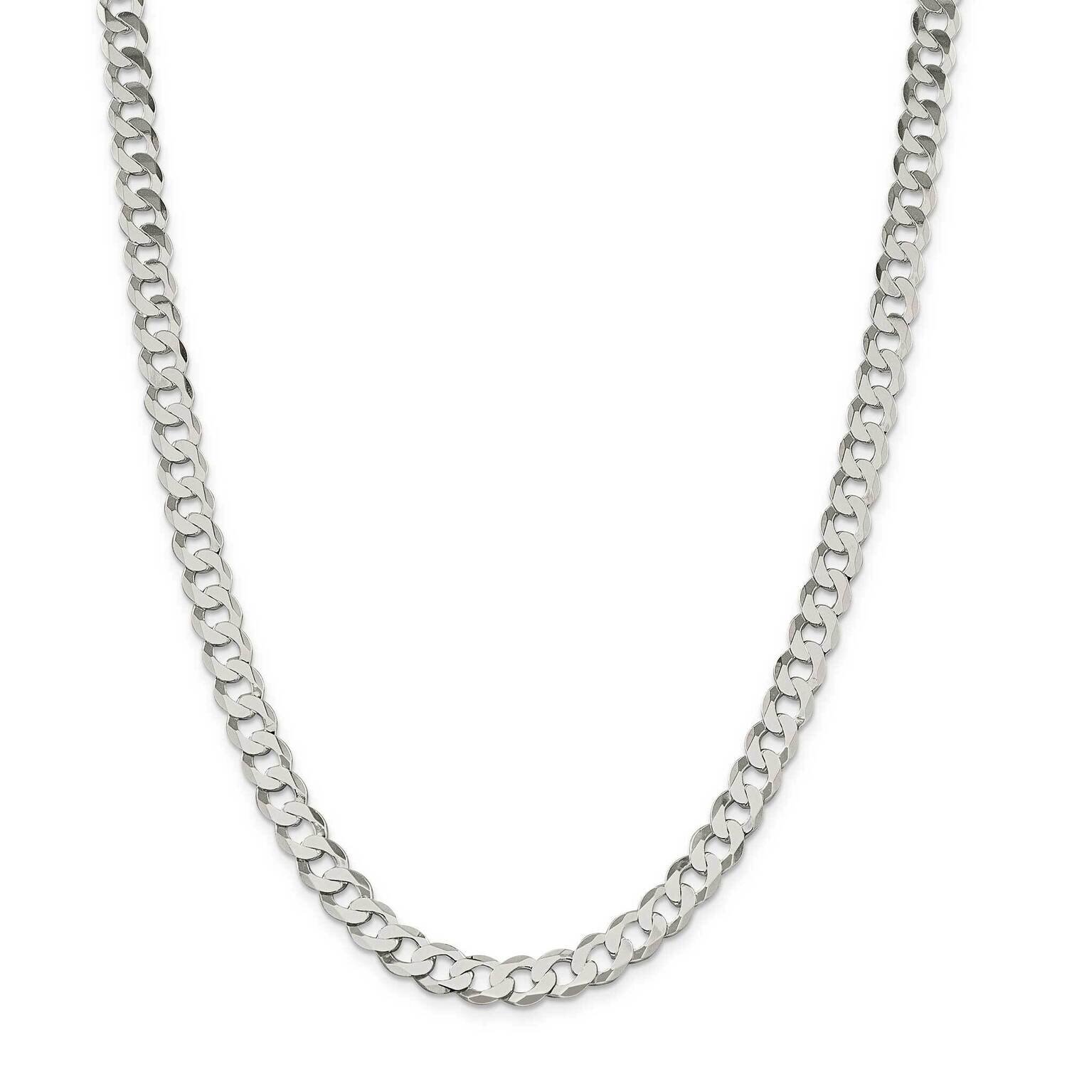 8mm Flat Curb Chain 30 Inch Sterling Silver QLB200-30, MPN: QLB200-30,