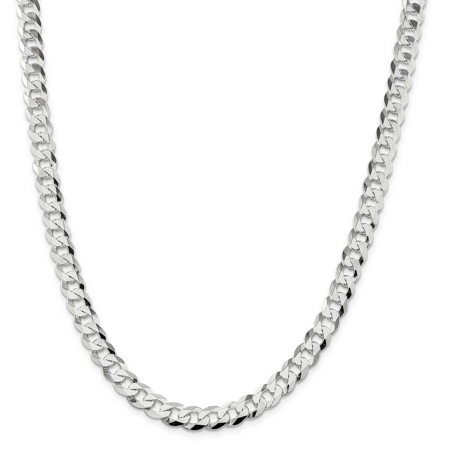 8.5mm Flat Curb Chain 30 Inch Sterling Silver QLB220-30, MPN: QLB220-30,