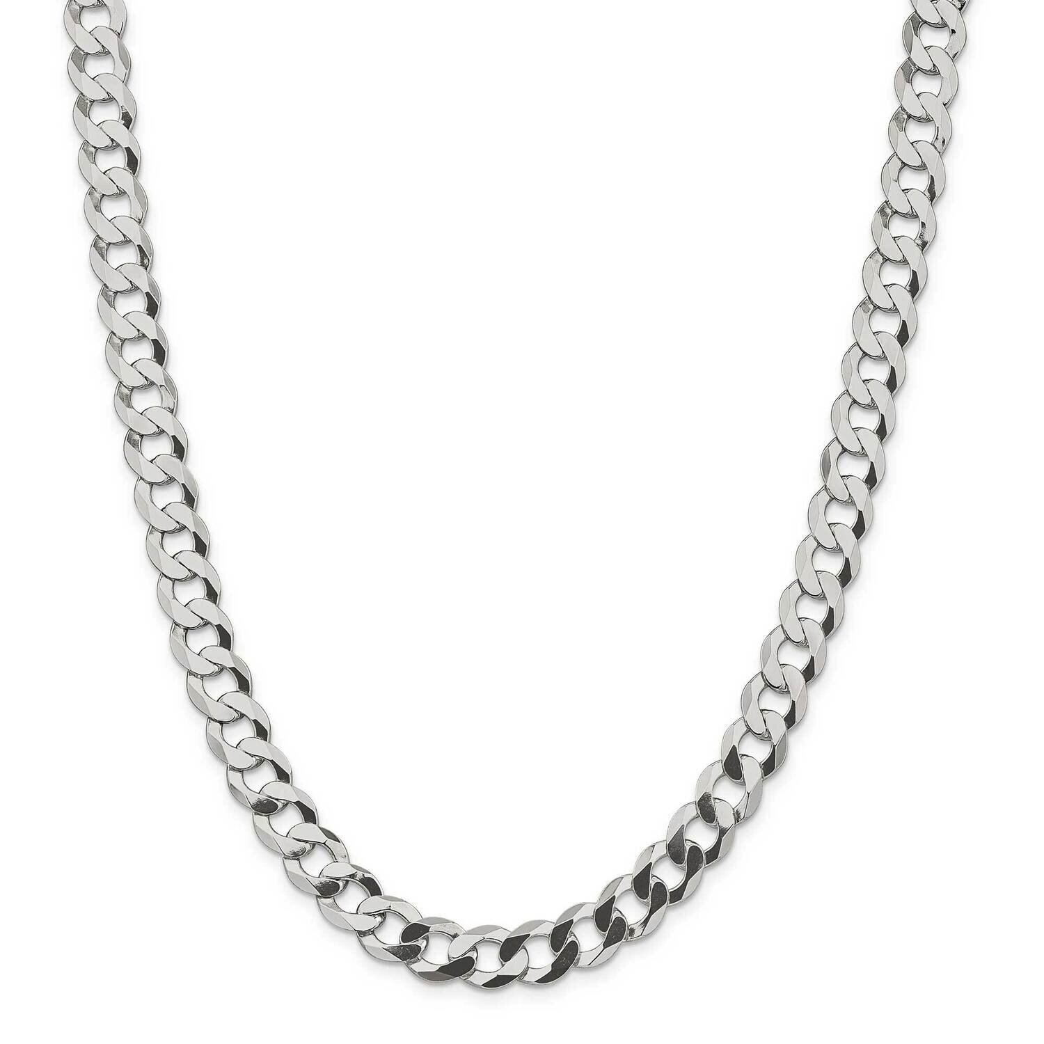 9.75mm Flat Curb Chain 30 Inch Sterling Silver QLB250-30, MPN: QLB250-30,