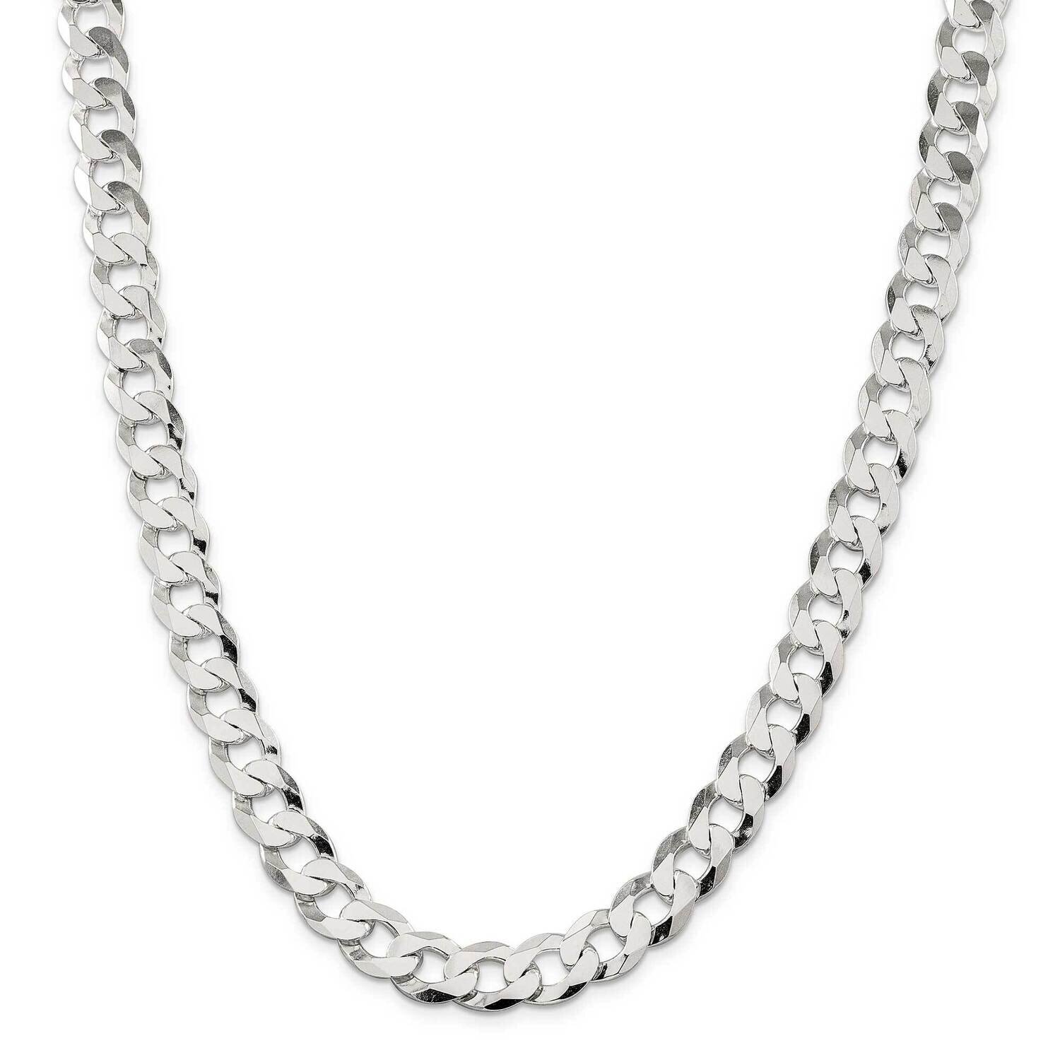 11.75mm Flat Curb Chain 26 Inch Sterling Silver QLB300-26, MPN: QLB300-26,