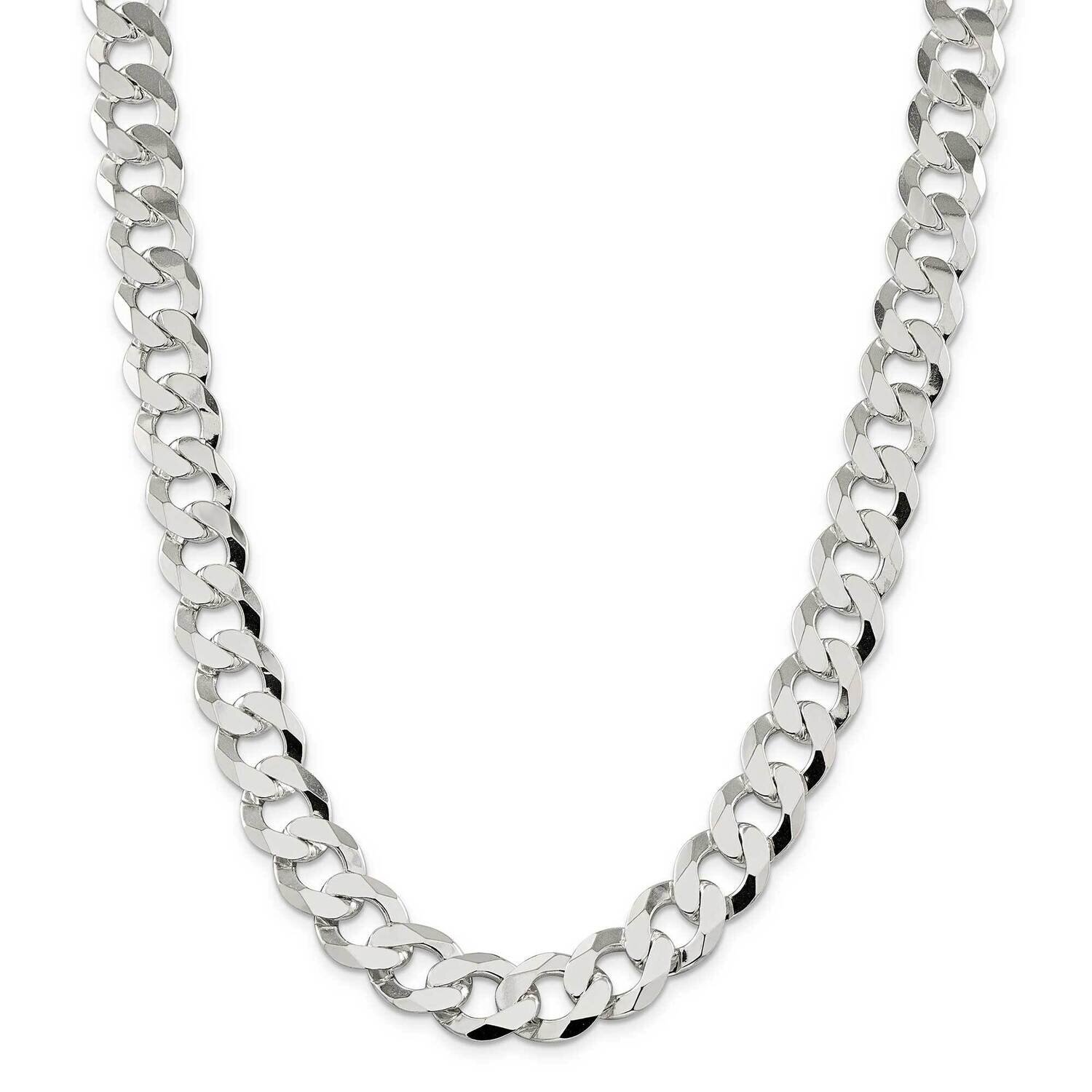 14mm Flat Curb Chain 26 Inch Sterling Silver QLB350-26, MPN: QLB350-26,