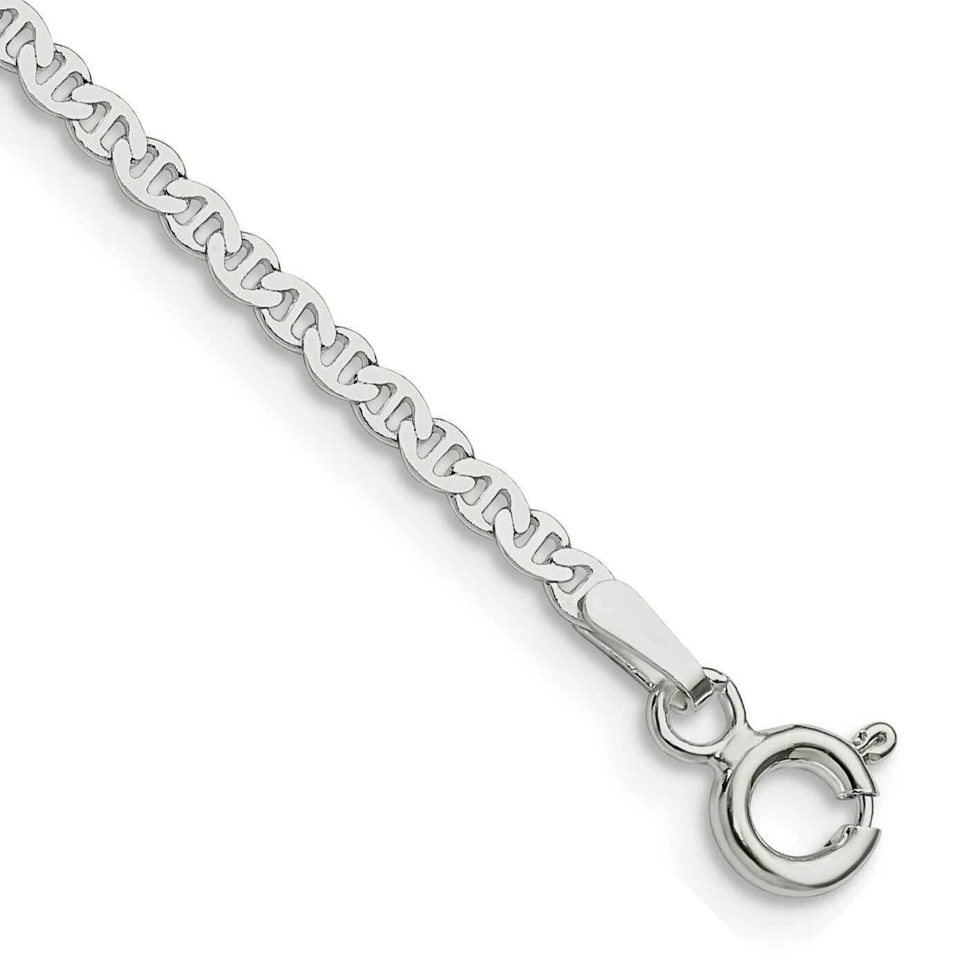 2.25mm Flat Anchor Chain Anklet 9 Inch Sterling Silver QLFA050-9