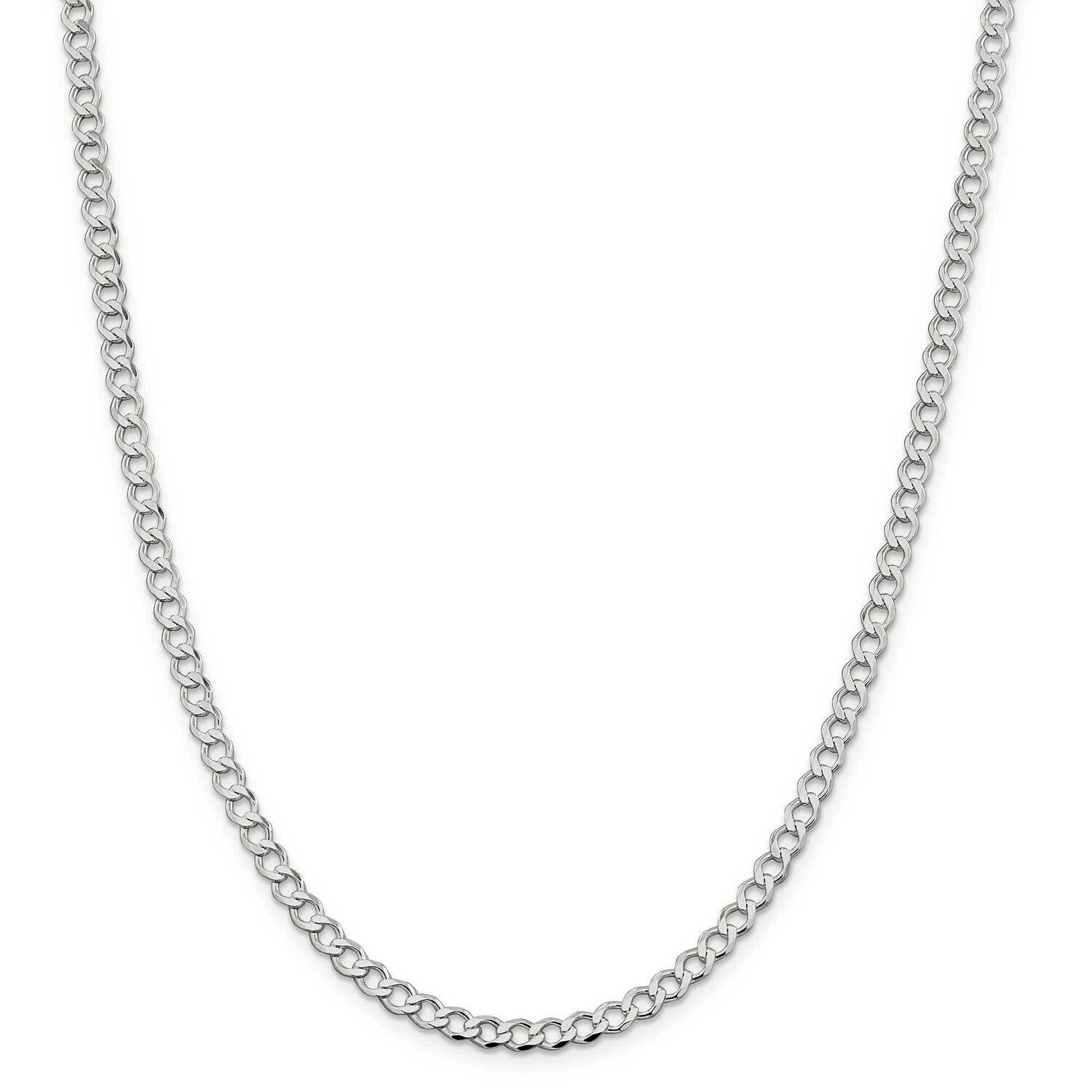 4.5mm Semi-Solid Flat Curb Chain 22 Inch Sterling Silver QLFB100-22, MPN: QLFB100-22,