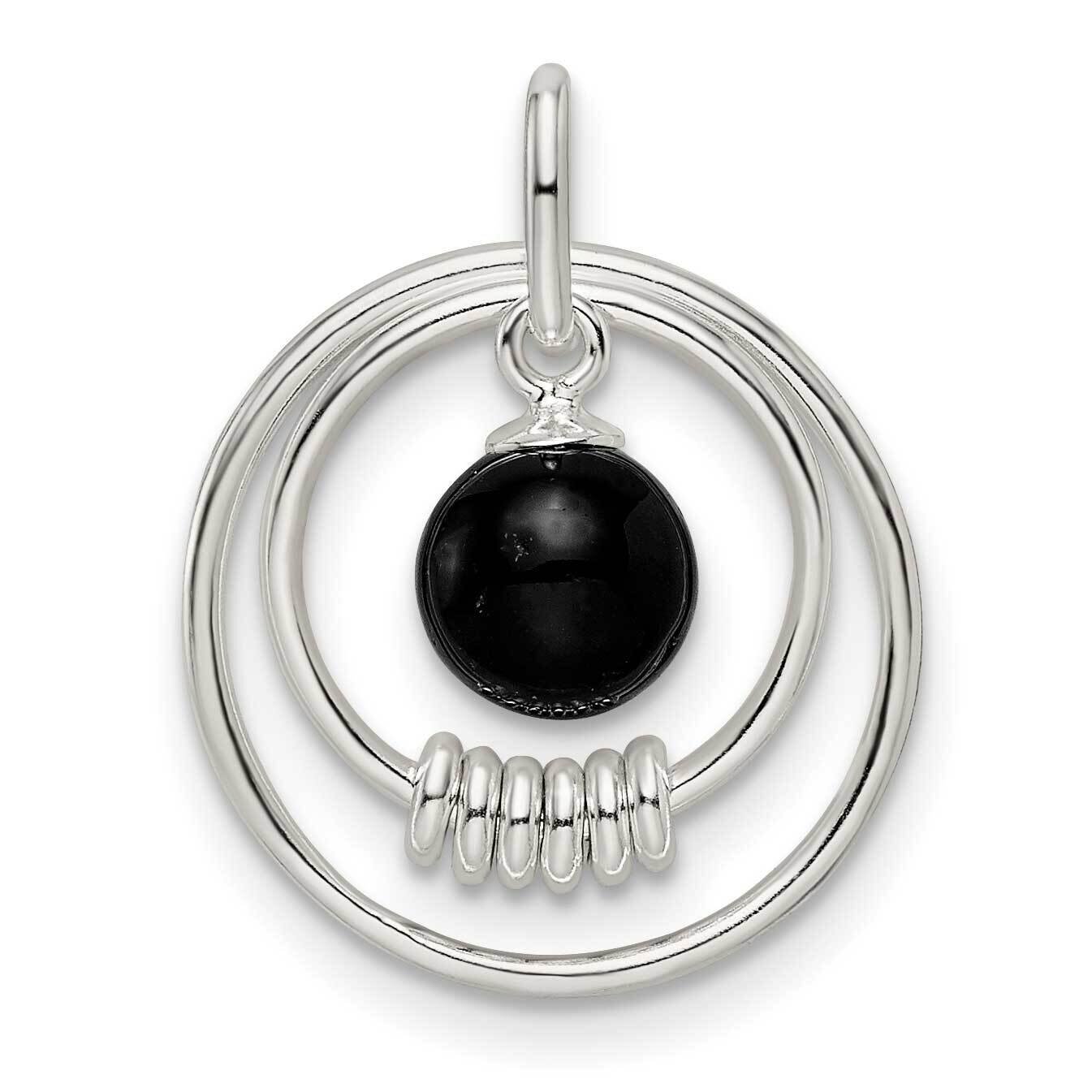 Onyx In Circles Pendant Sterling Silver Polished QP5437, MPN: QP5437,