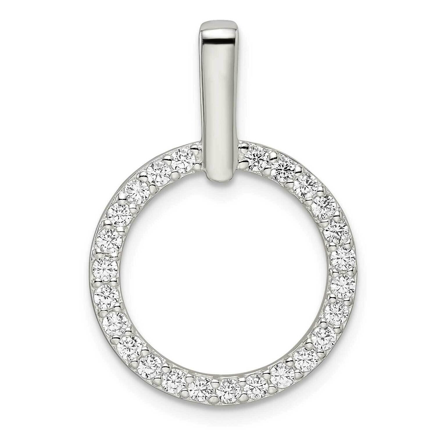 CZ Diamond Circle Pendant Sterling Silver Polished QP5446, MPN: QP5446,