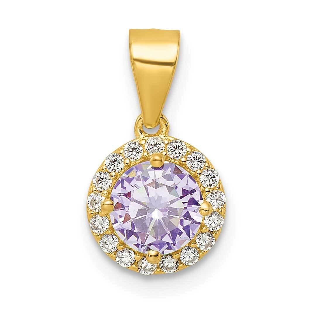 Gold Tone Purple CZ Diamond Pendant Sterling Silver QP5451, MPN: QP5451,