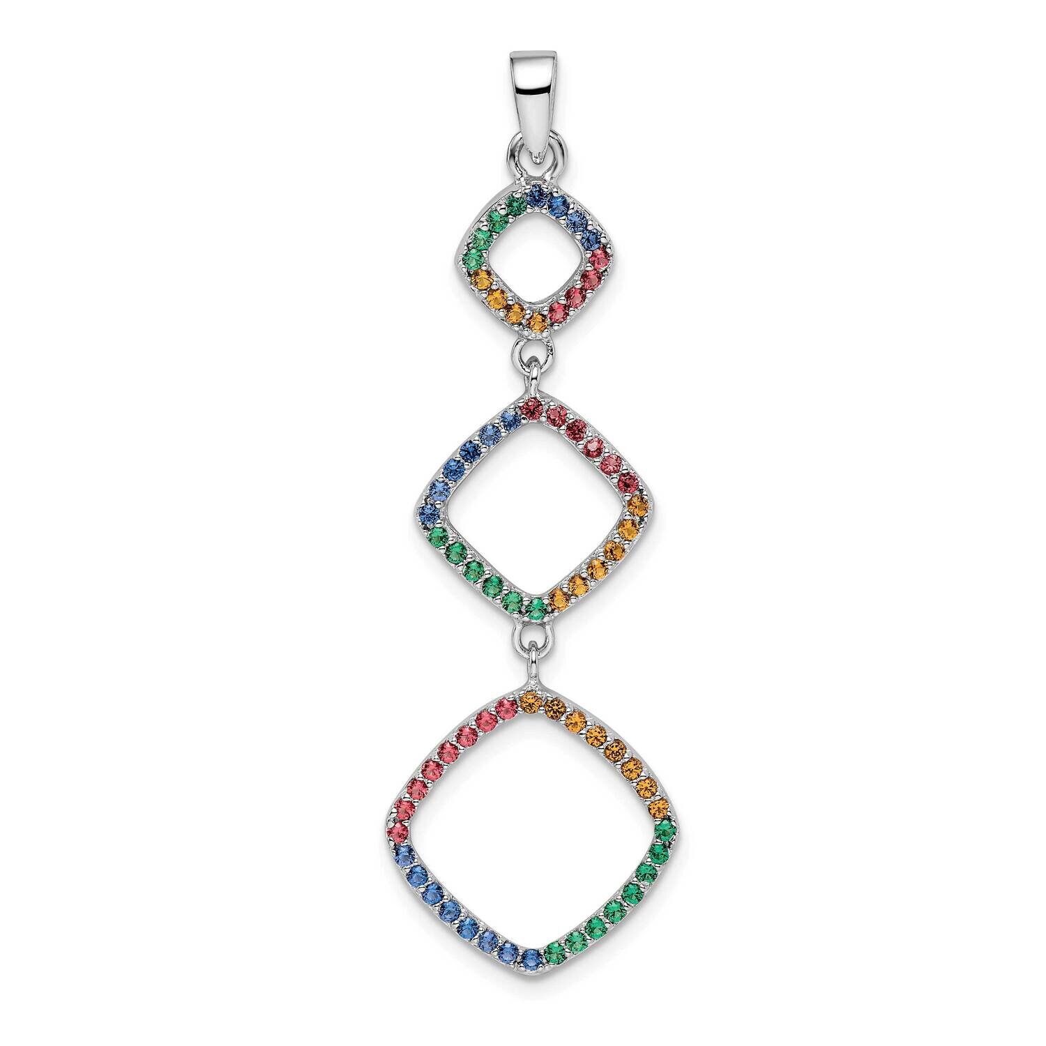 Multi-Color Nano Crystal Pendant Sterling Silver Rhodium-Plated QP5457, MPN: QP5457,