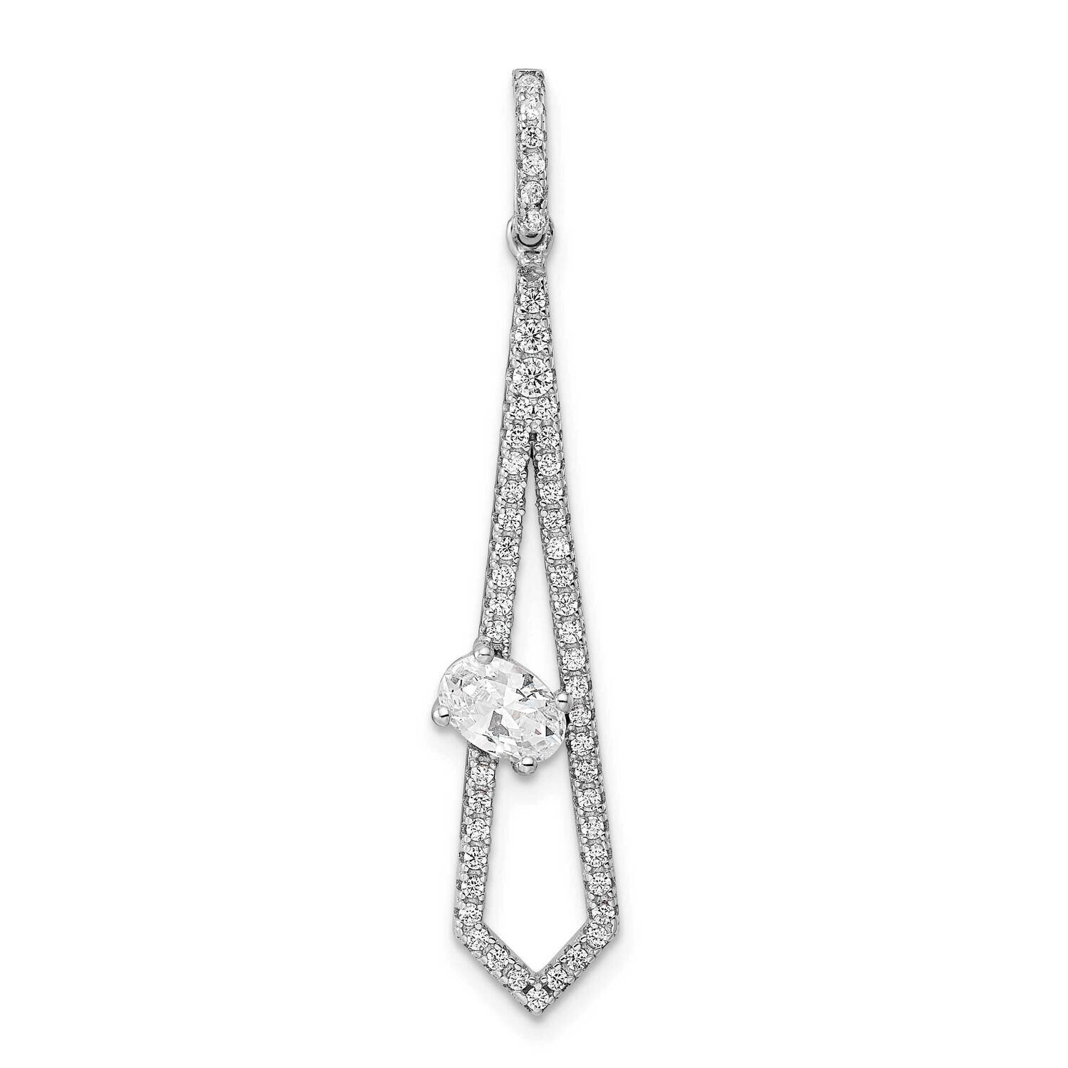 Fancy CZ Diamond Pendant Sterling Silver Rhodium-Plated Polished QP5458