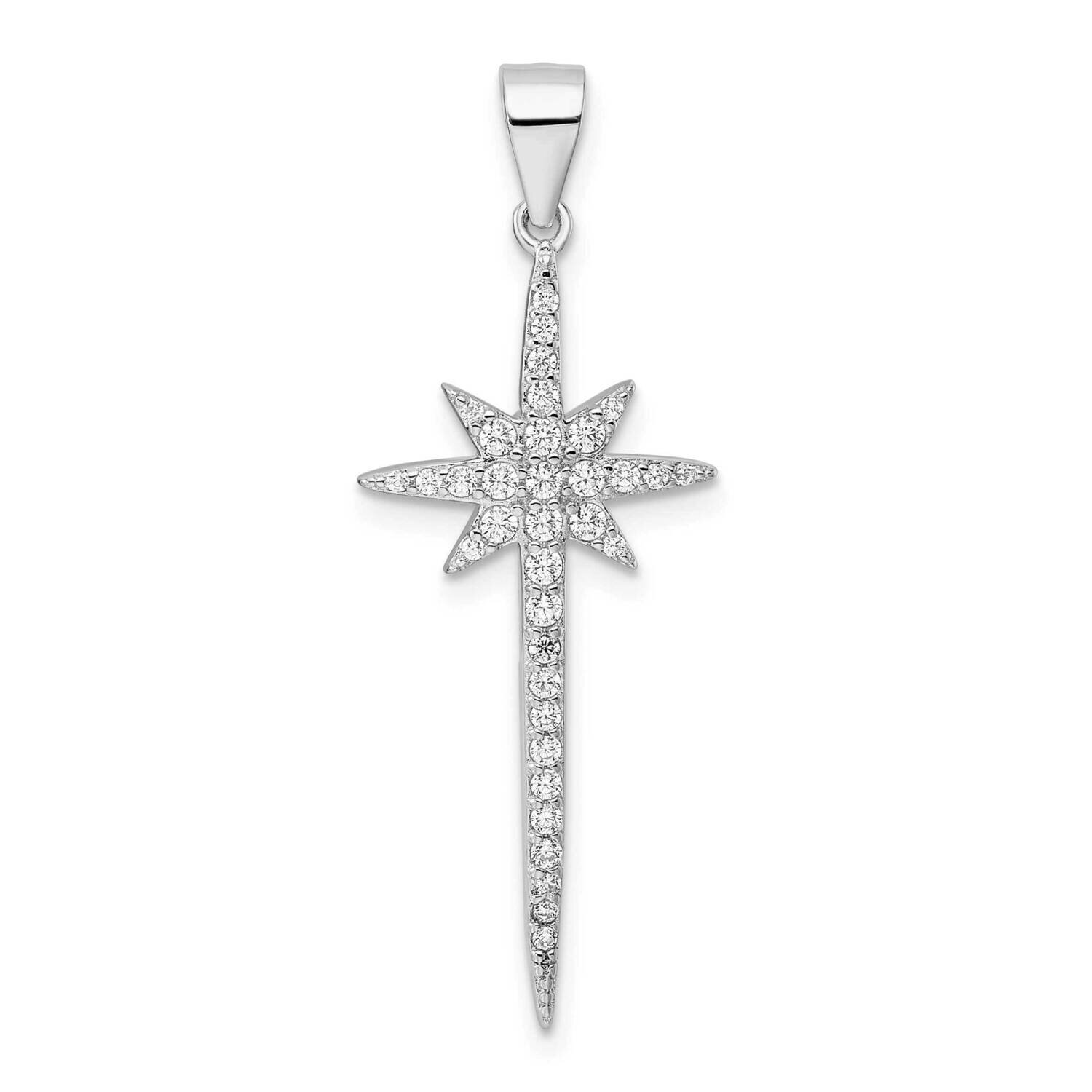 CZ Diamond Star Pendant Sterling Silver Rhodium-Plated QP5459, MPN: QP5459,