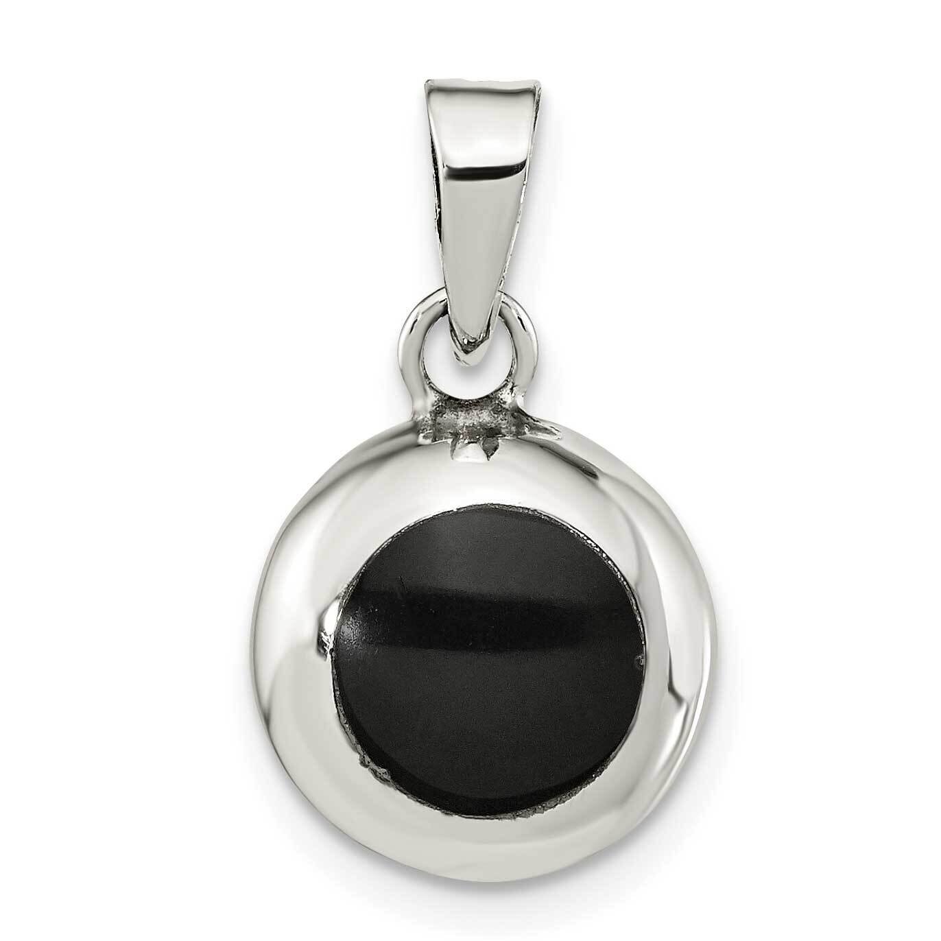 Mop & Synthetic Onyx Round Pendant Sterling Silver Polished QP5465